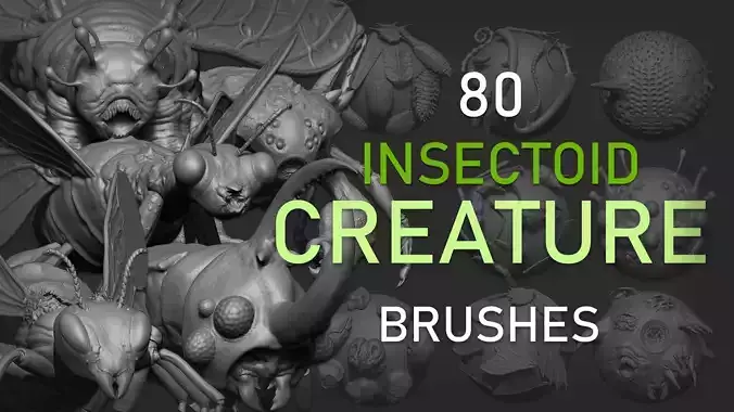 Zbrush  Blender - 80 Insectoid Creature Brush mega Pack 3D model