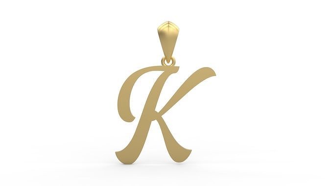 Initial Letters Pendant Ariestha Script K 3D print model