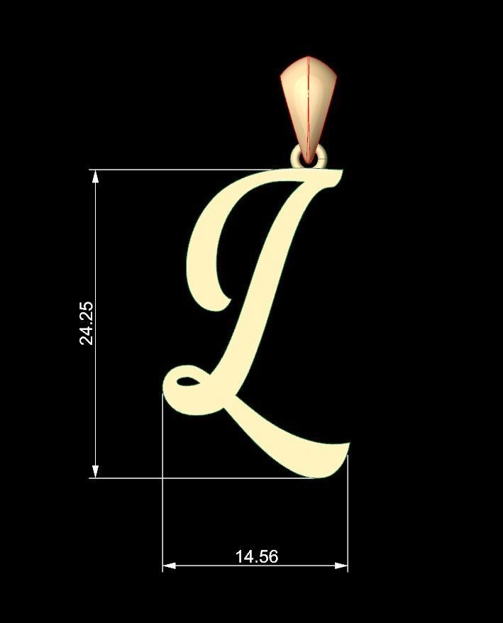 Initial Letters Pendant Ariestha Script L 3D print model_5