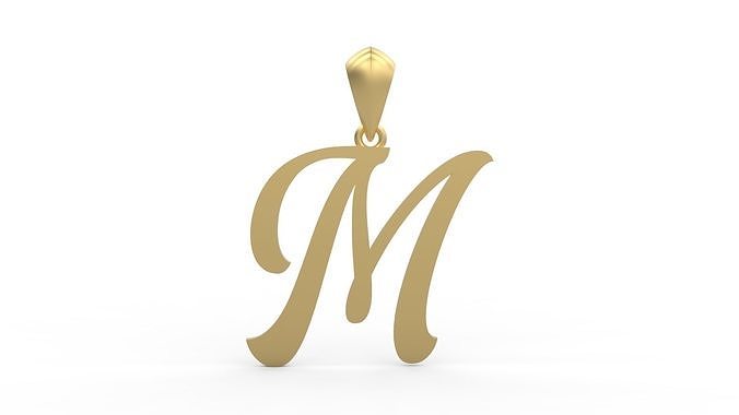 Initial Letters Pendant Ariestha Script M 3D print model