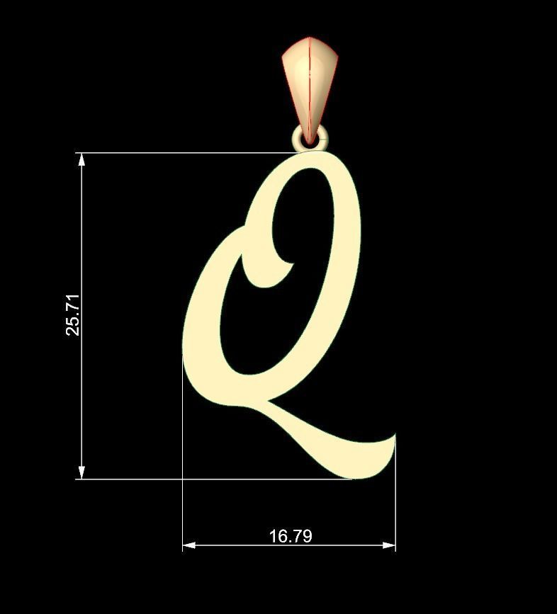 Initial Letters Pendant Ariestha Script Q 3D print model_5