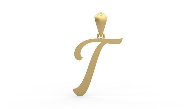 Initial Letters Pendant Ariestha Script T 3D print model