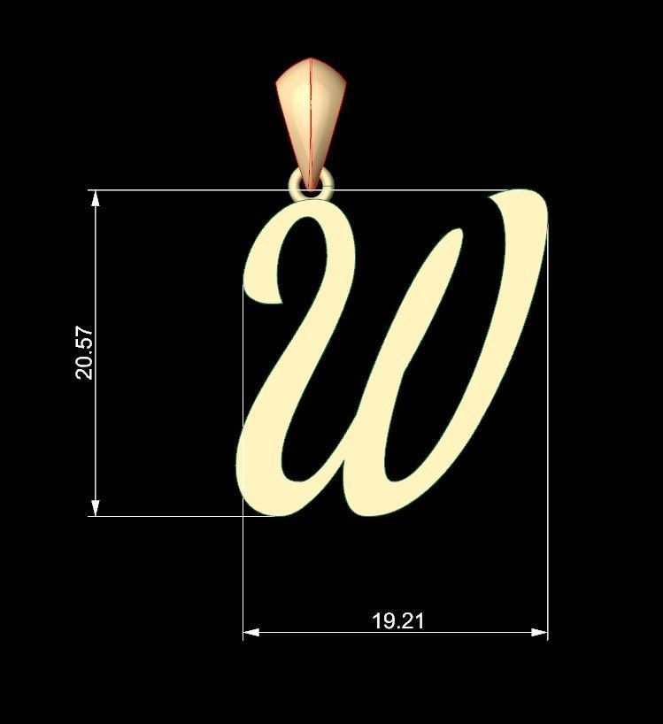 Initial Letters Pendant Ariestha Script W 3D print model_5