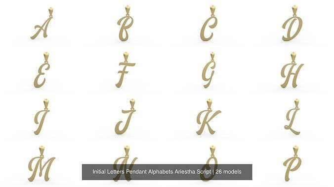 Initial Letters Pendant Alphabets Ariestha Script 3D Model Collection
