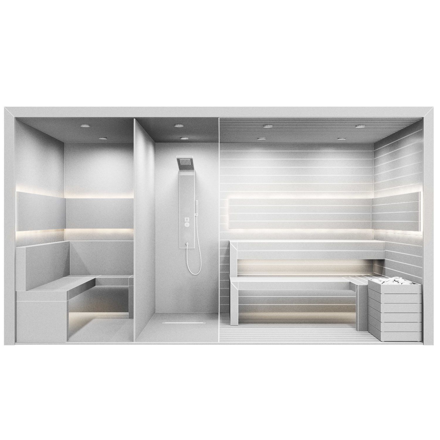 sauna room with two different views 3D model_4