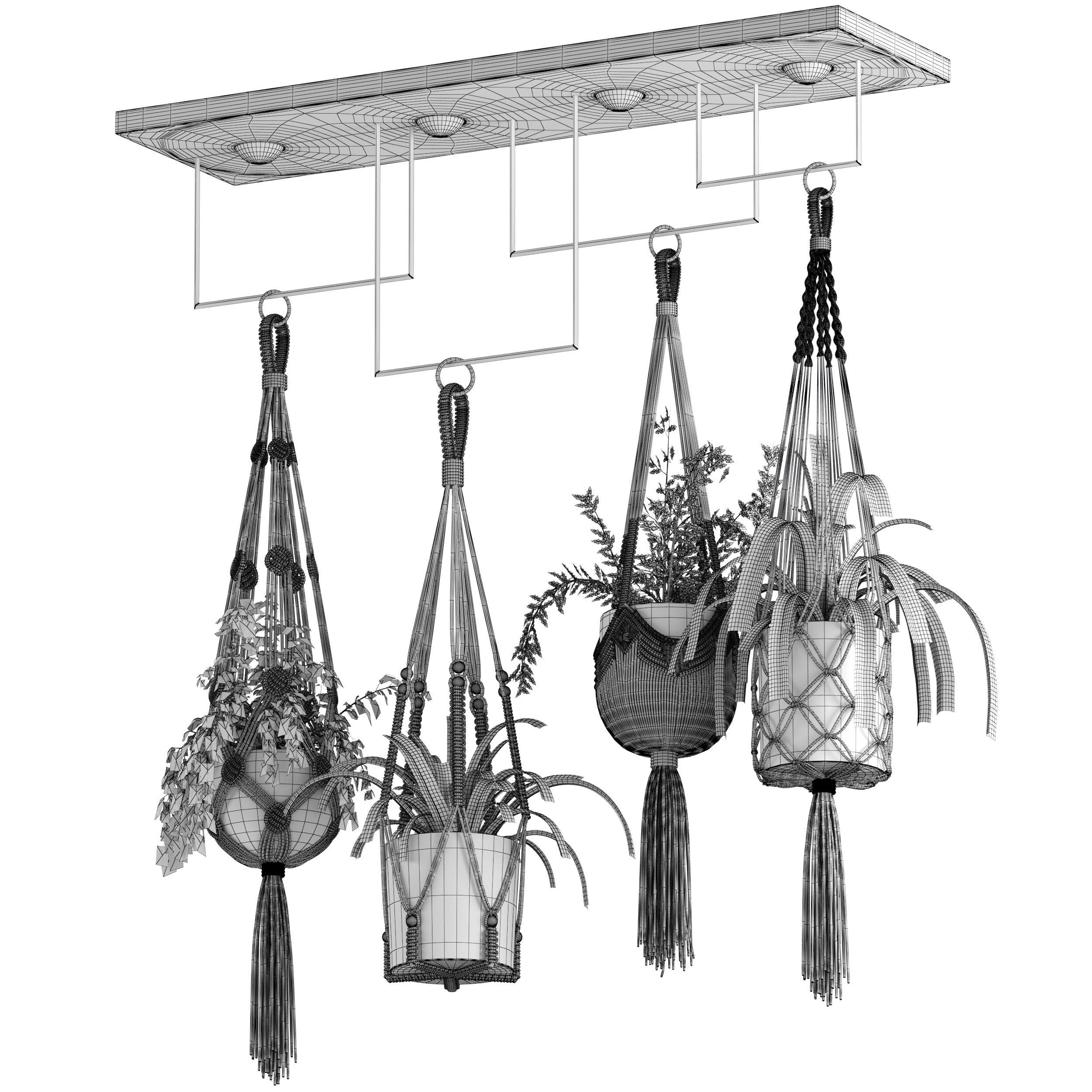 macrame plant hanger 3D model_5
