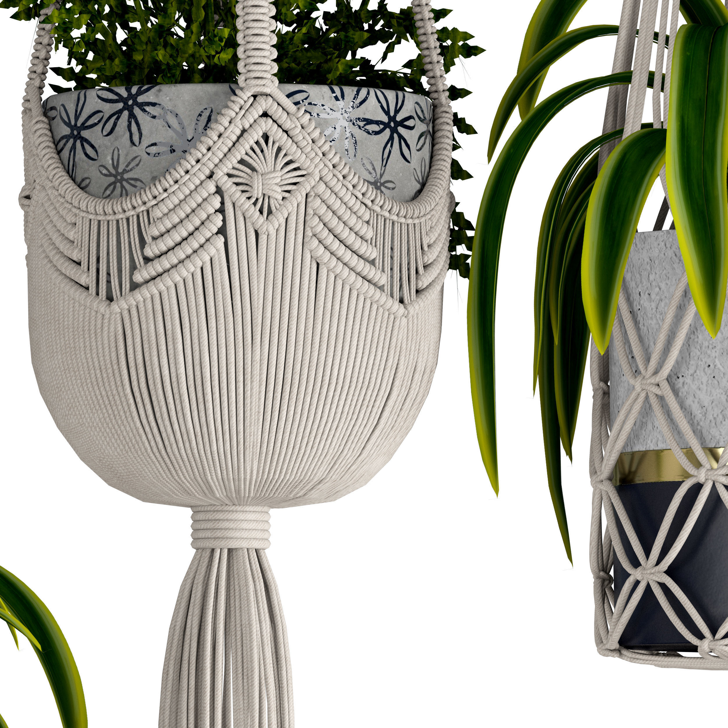 macrame plant hanger 3D model_4