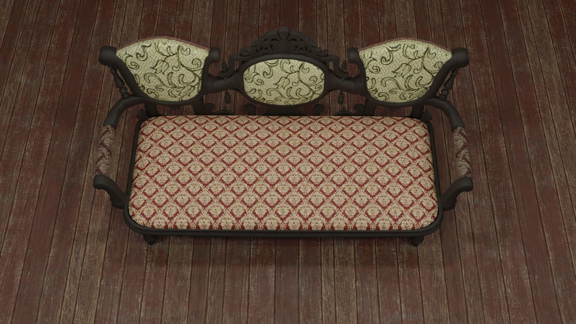 Antique Sofa Low-poly 3D model_6