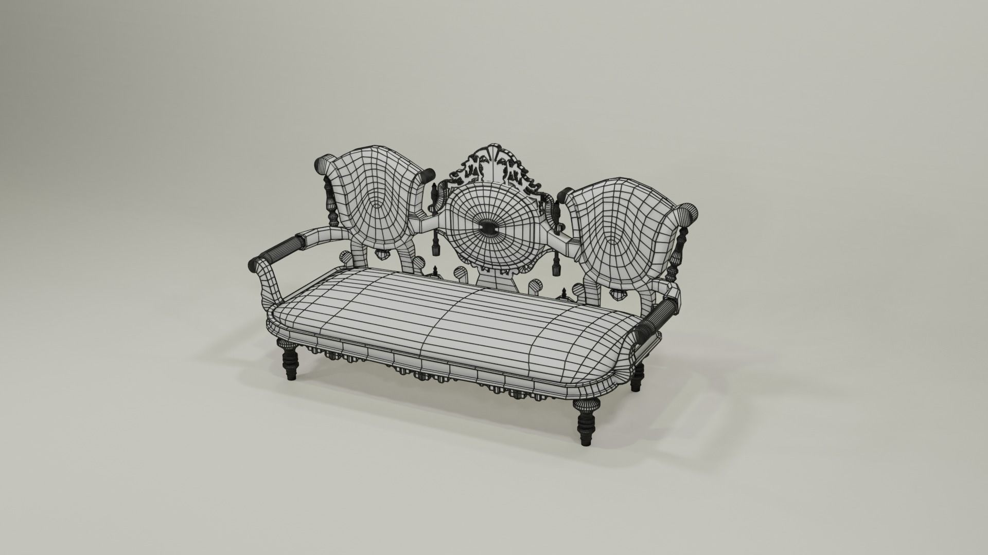 Antique Sofa Low-poly 3D model_3