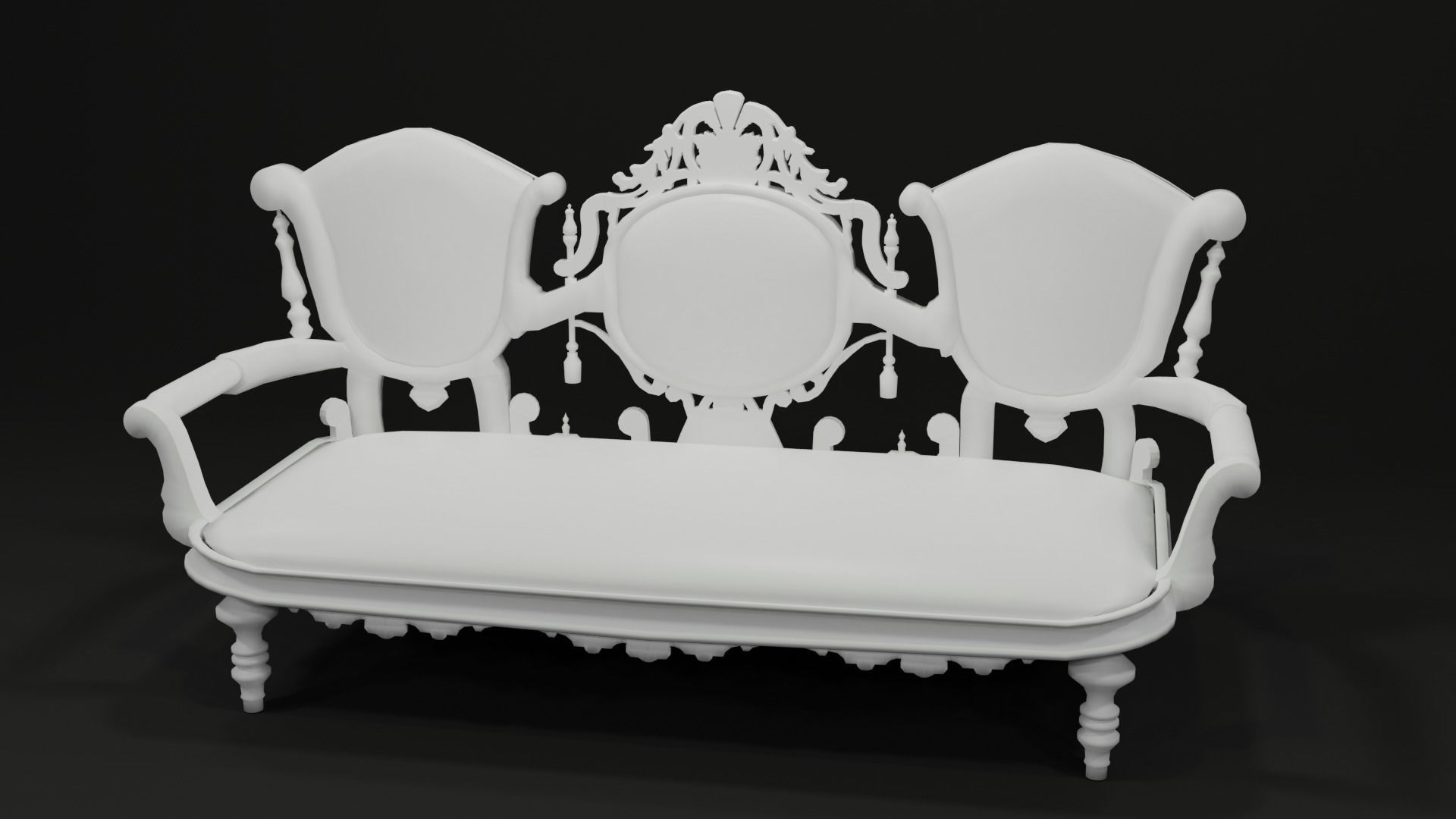 Antique Sofa Low-poly 3D model_5