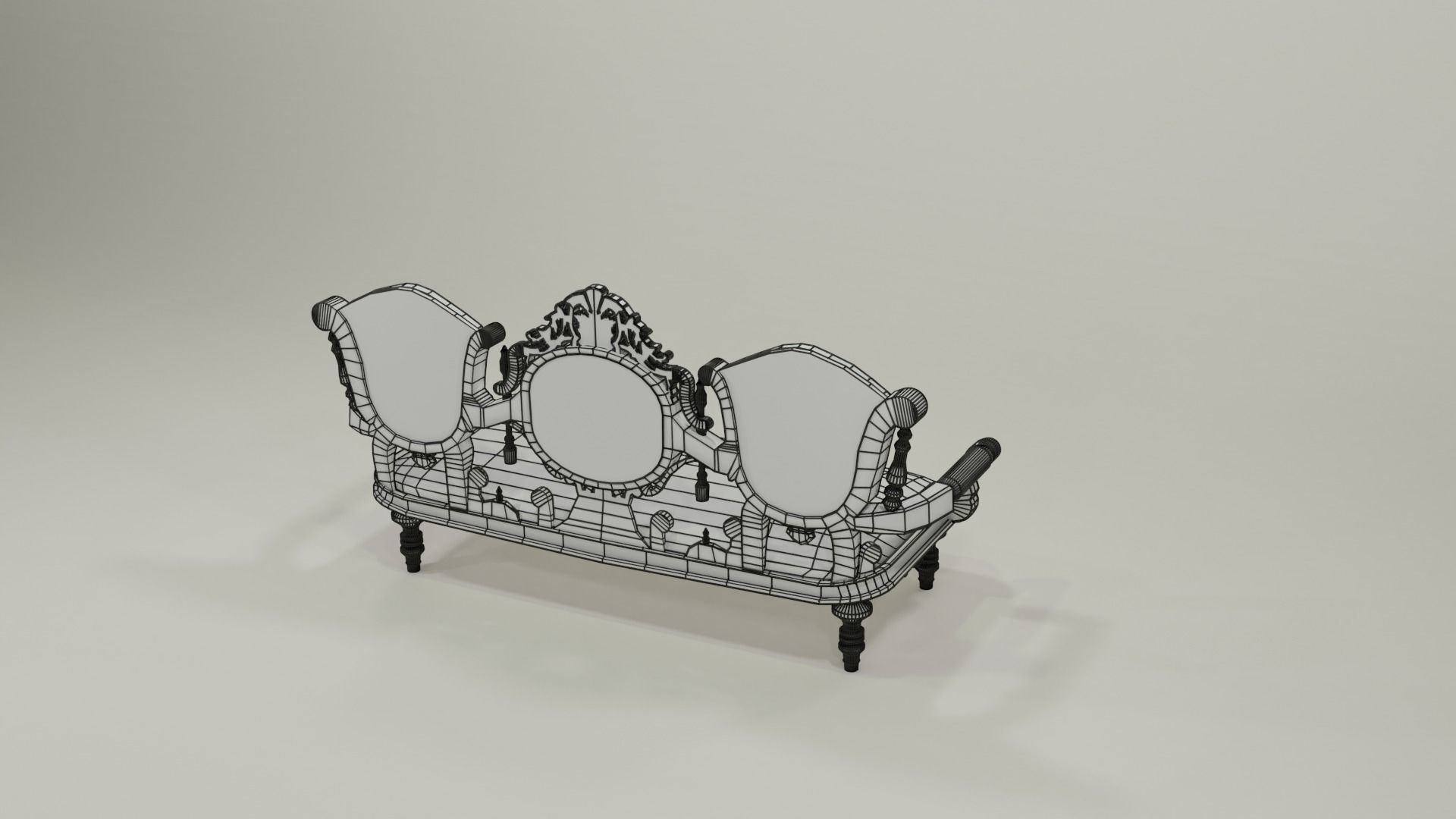 Antique Sofa Low-poly 3D model_4