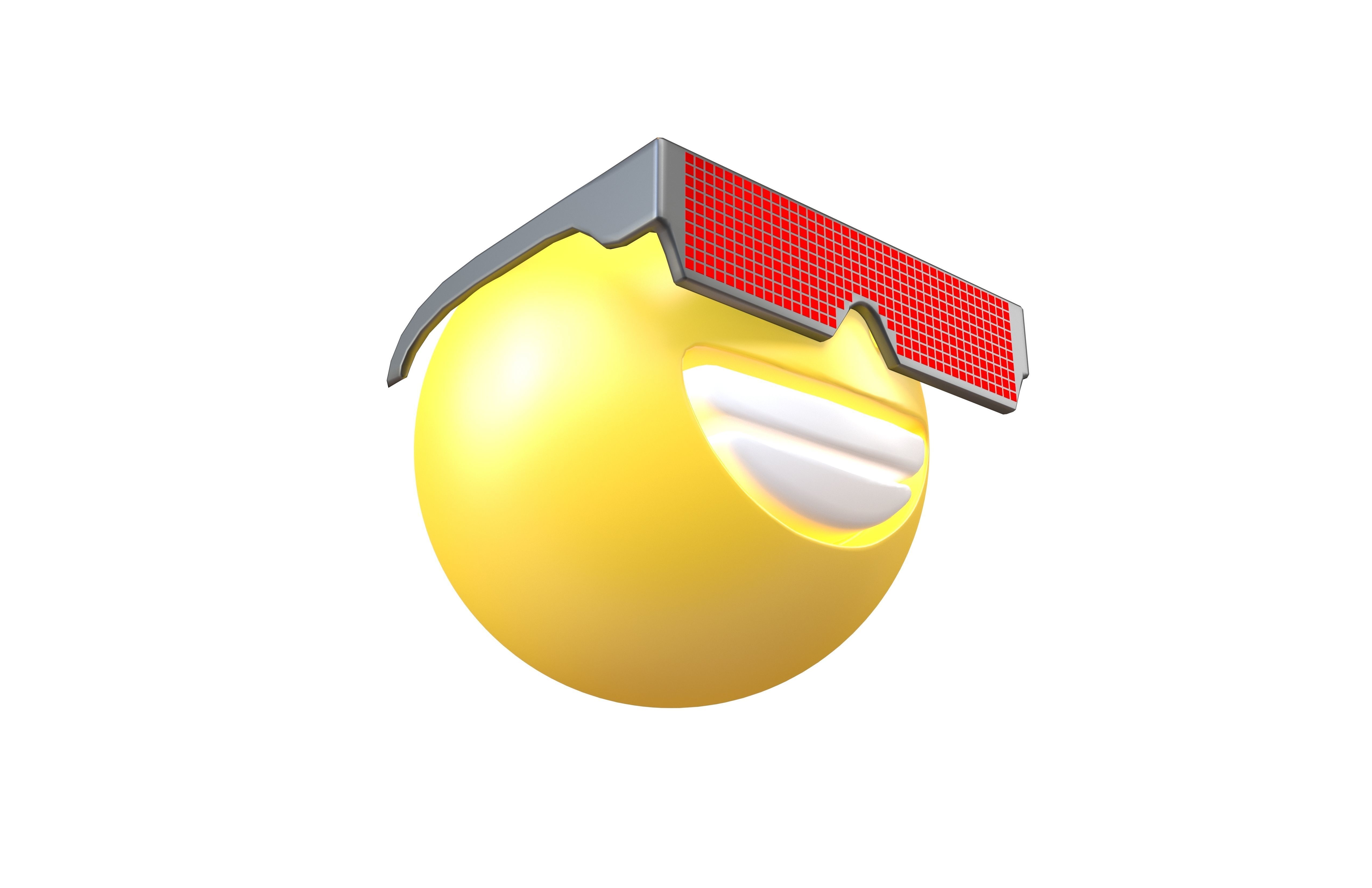 Beaming Face With Future Technology Glasses v1 001 Low-poly 3D model_2