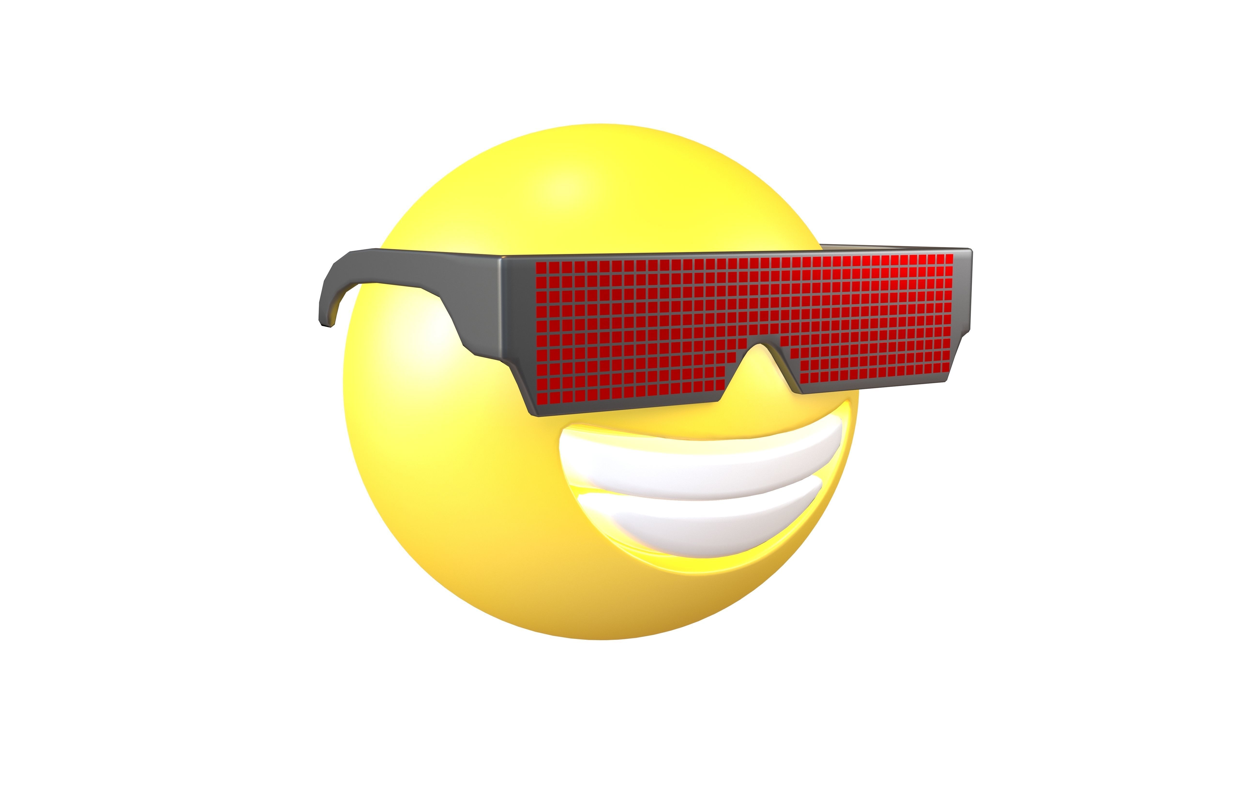 Beaming Face With Future Technology Glasses v1 001 Low-poly 3D model_1