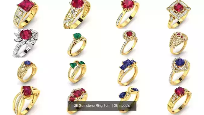 28 Gemstone Ring 3dm 