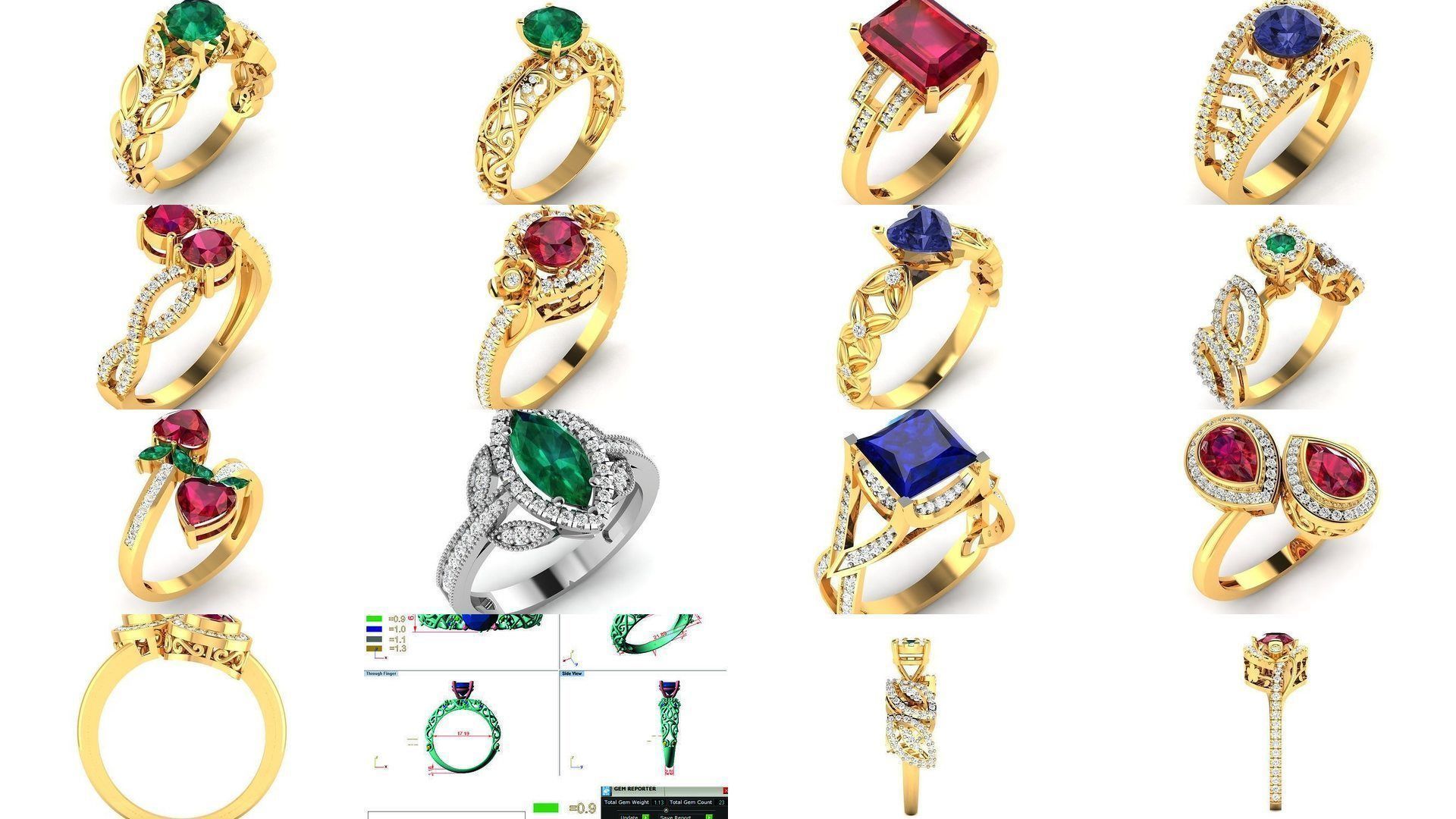 28 Gemstone Ring 3dm  3D Model Collection_1