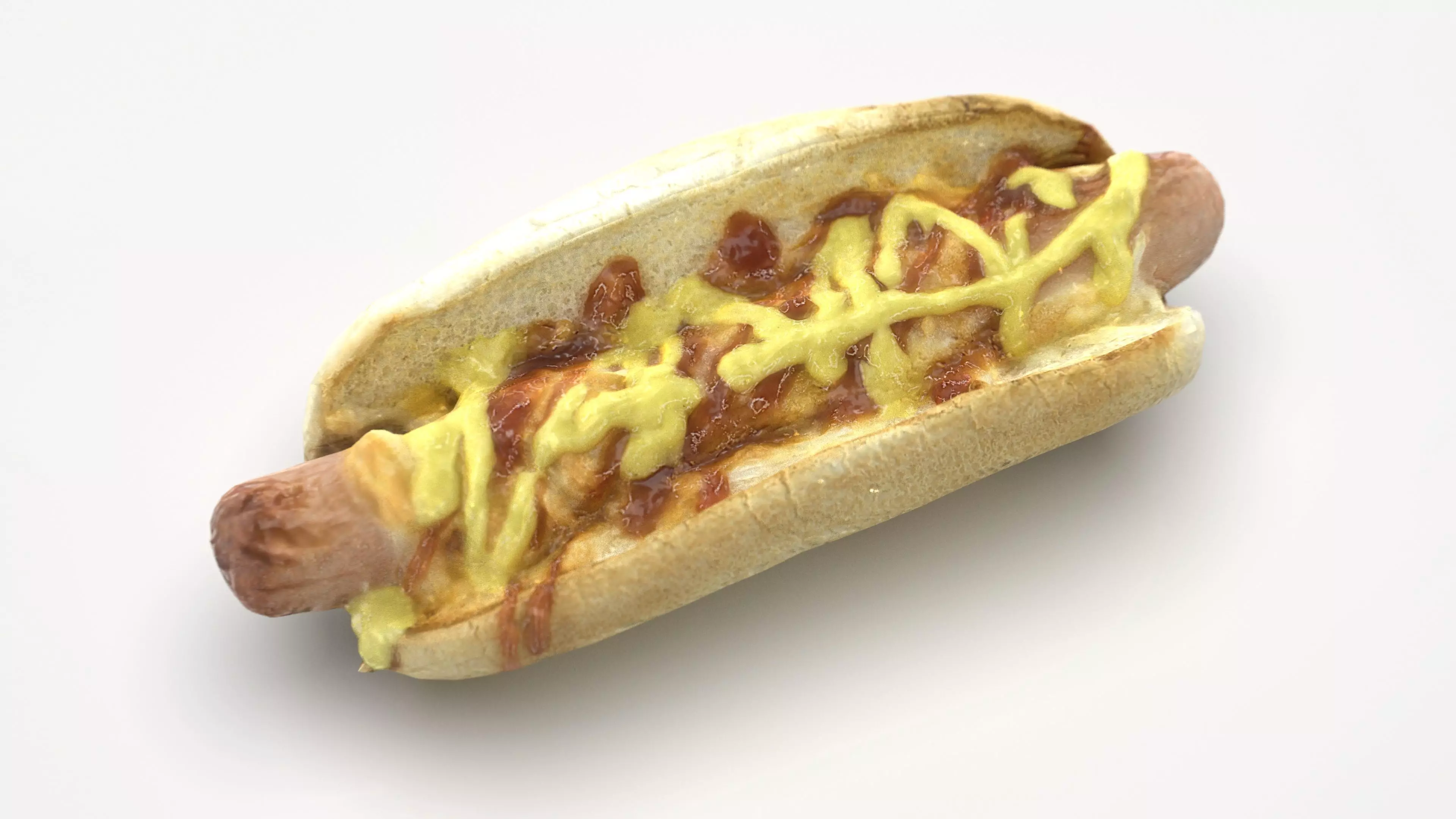 Hot dog with mustard Low-poly 3D model