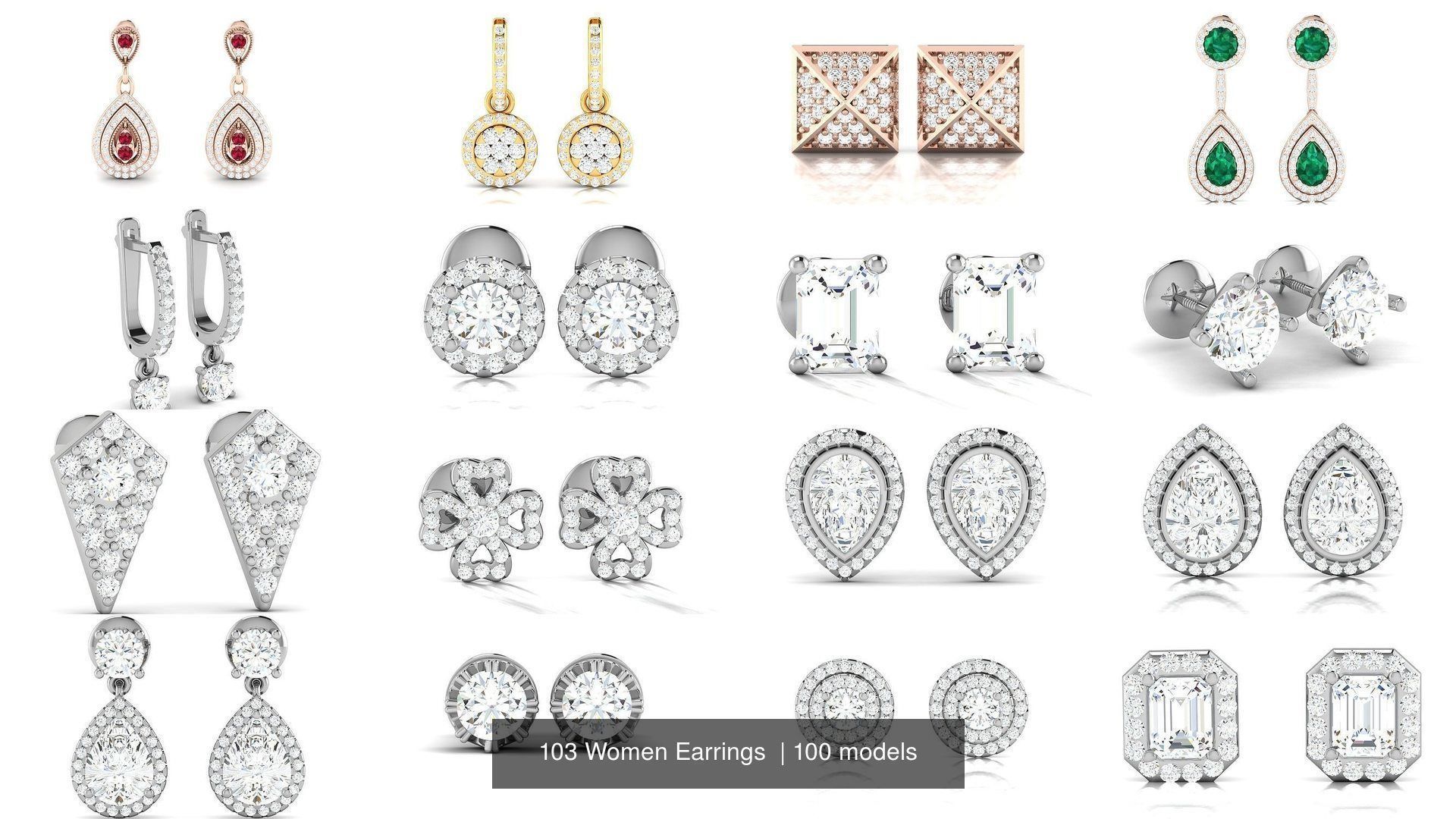 103 Women Earrings  3D Model Collection_21