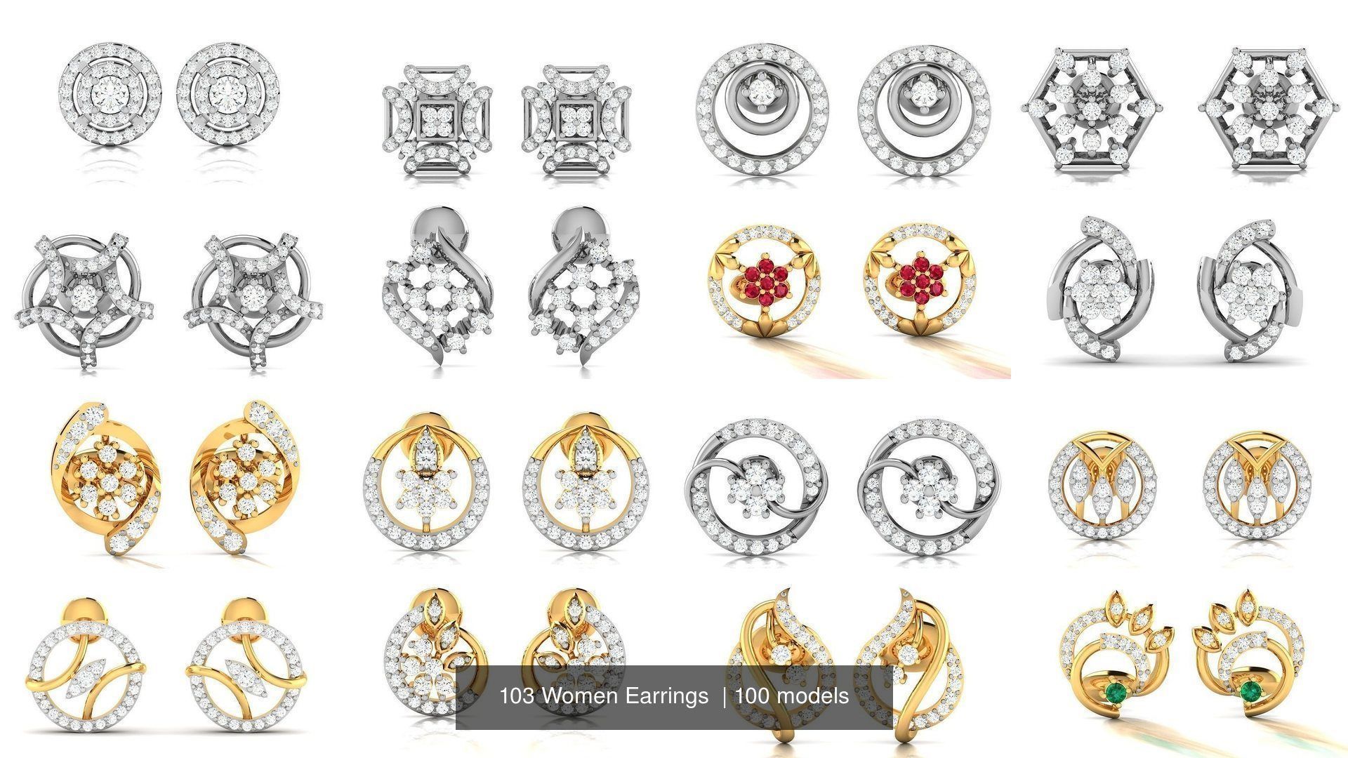 103 Women Earrings  3D Model Collection_27
