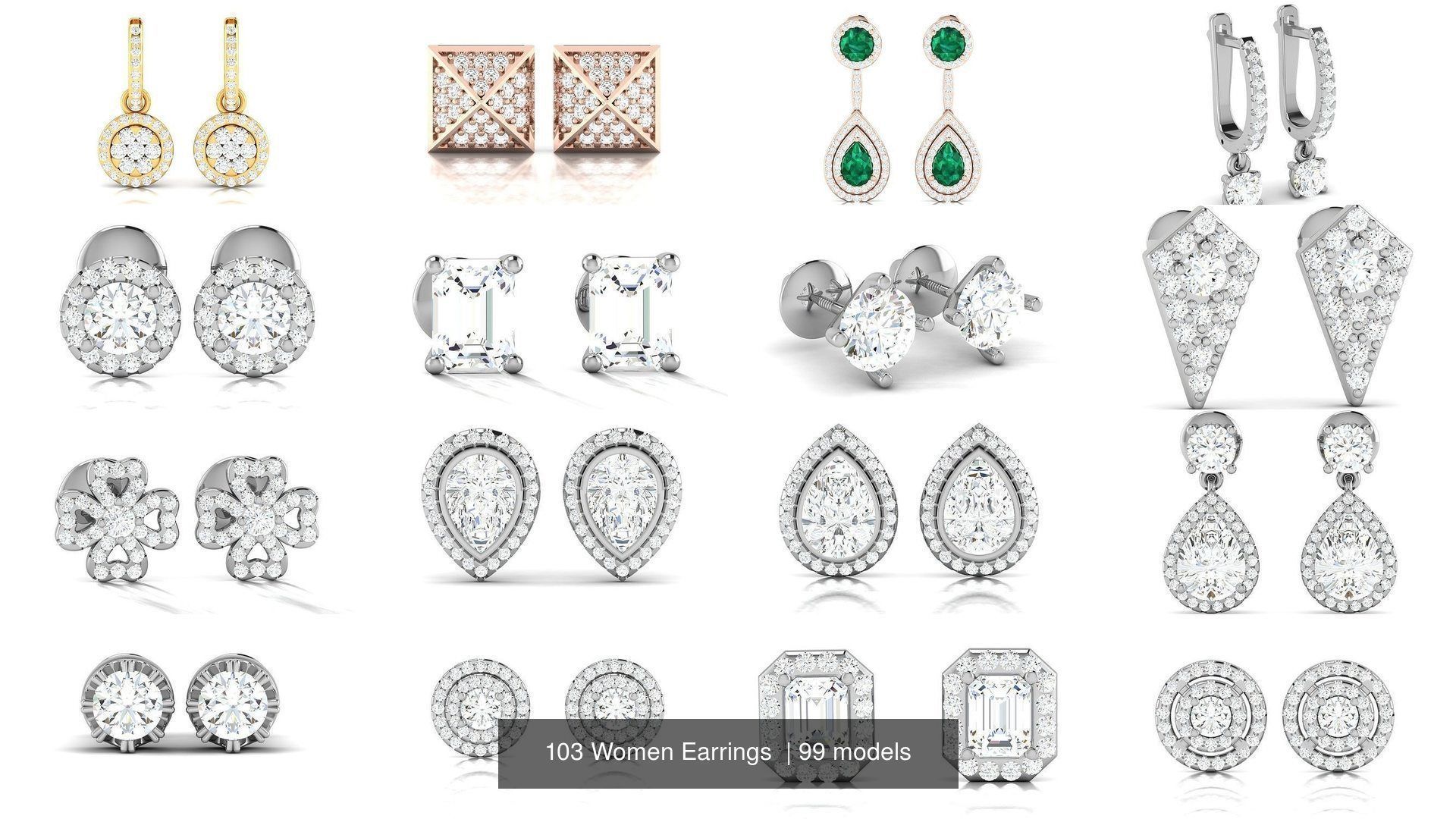 103 Women Earrings  3D Model Collection_22