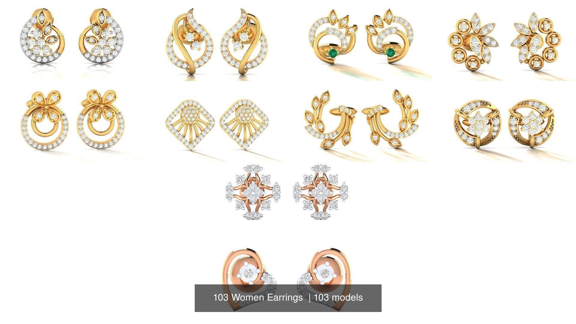 103 Women Earrings  3D Model Collection_30
