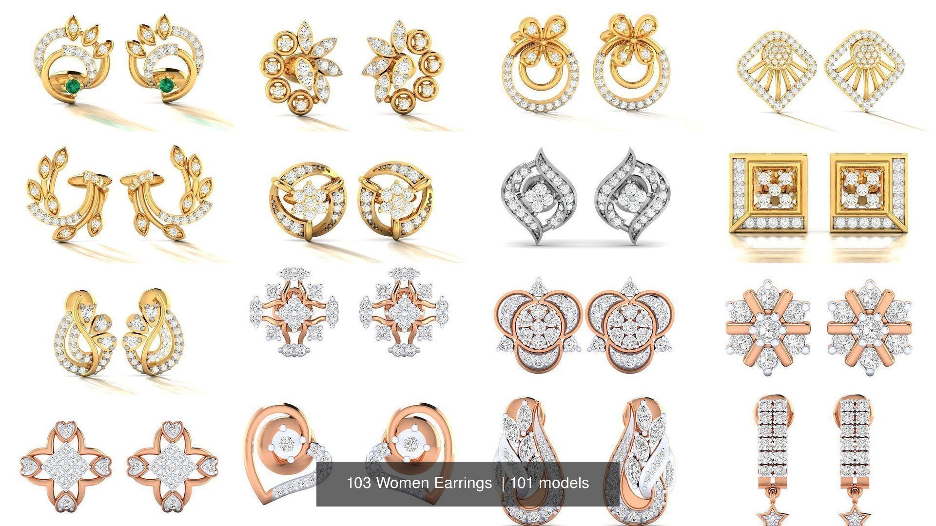 103 Women Earrings  3D Model Collection_32