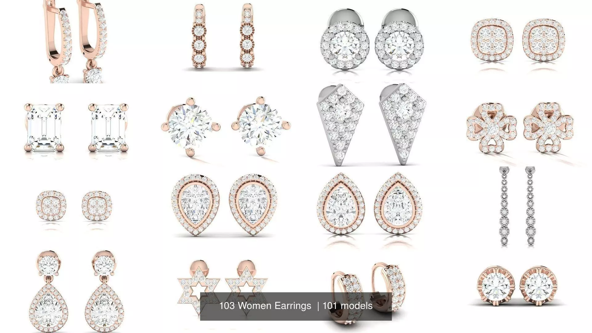 103 Women Earrings  3D Model Collection_2