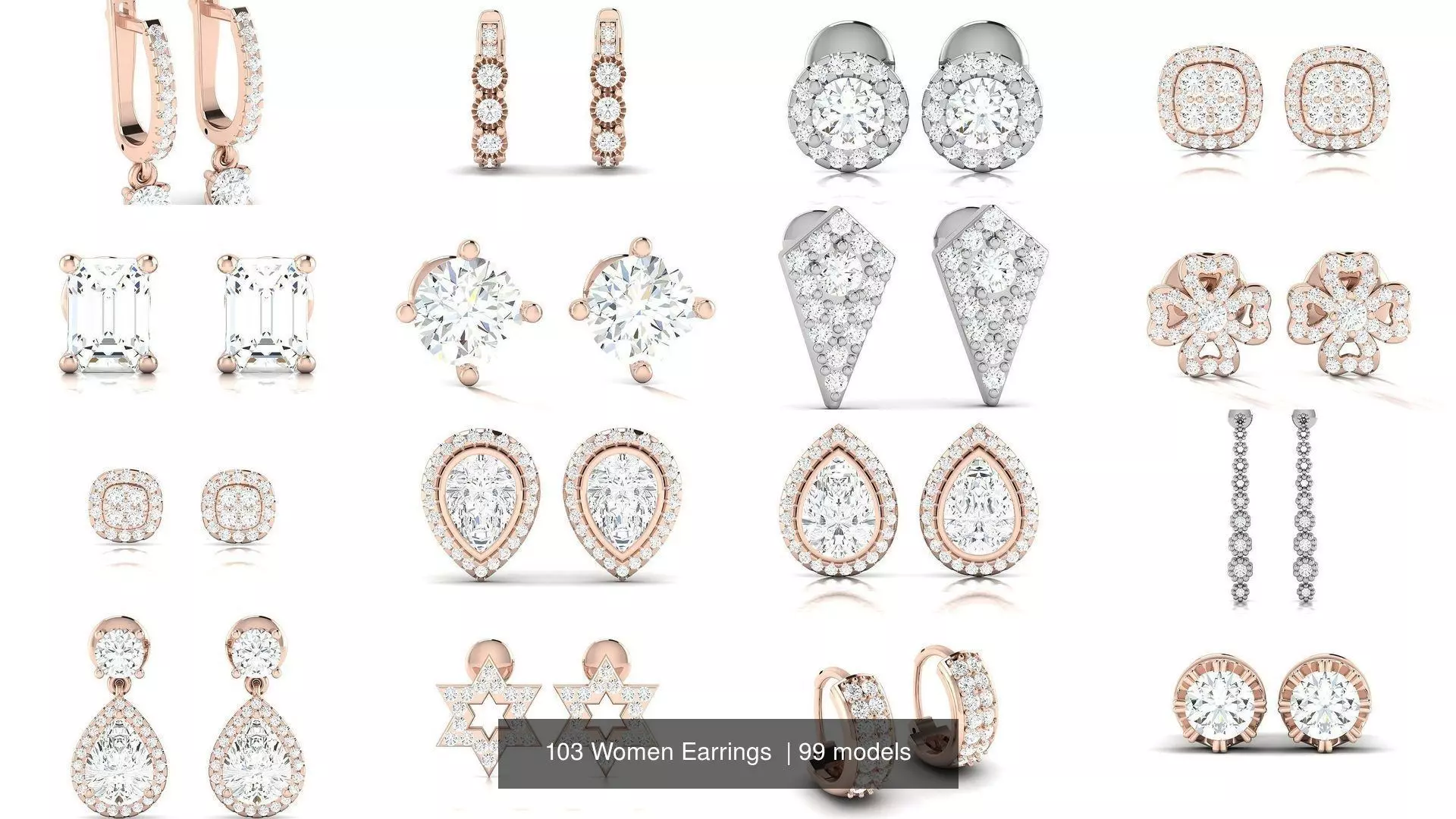 103 Women Earrings  3D Model Collection_4