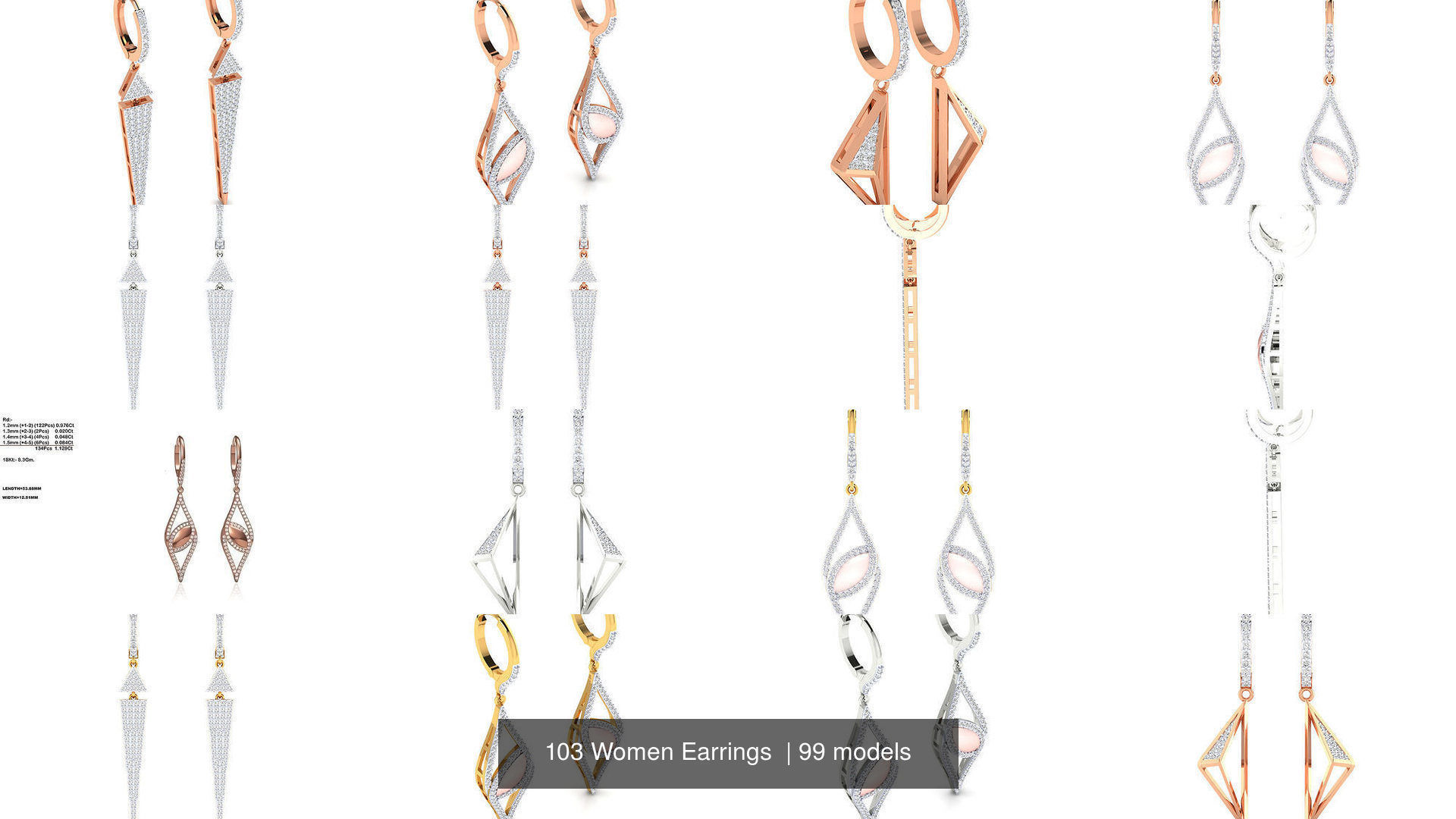 103 Women Earrings  3D Model Collection_41