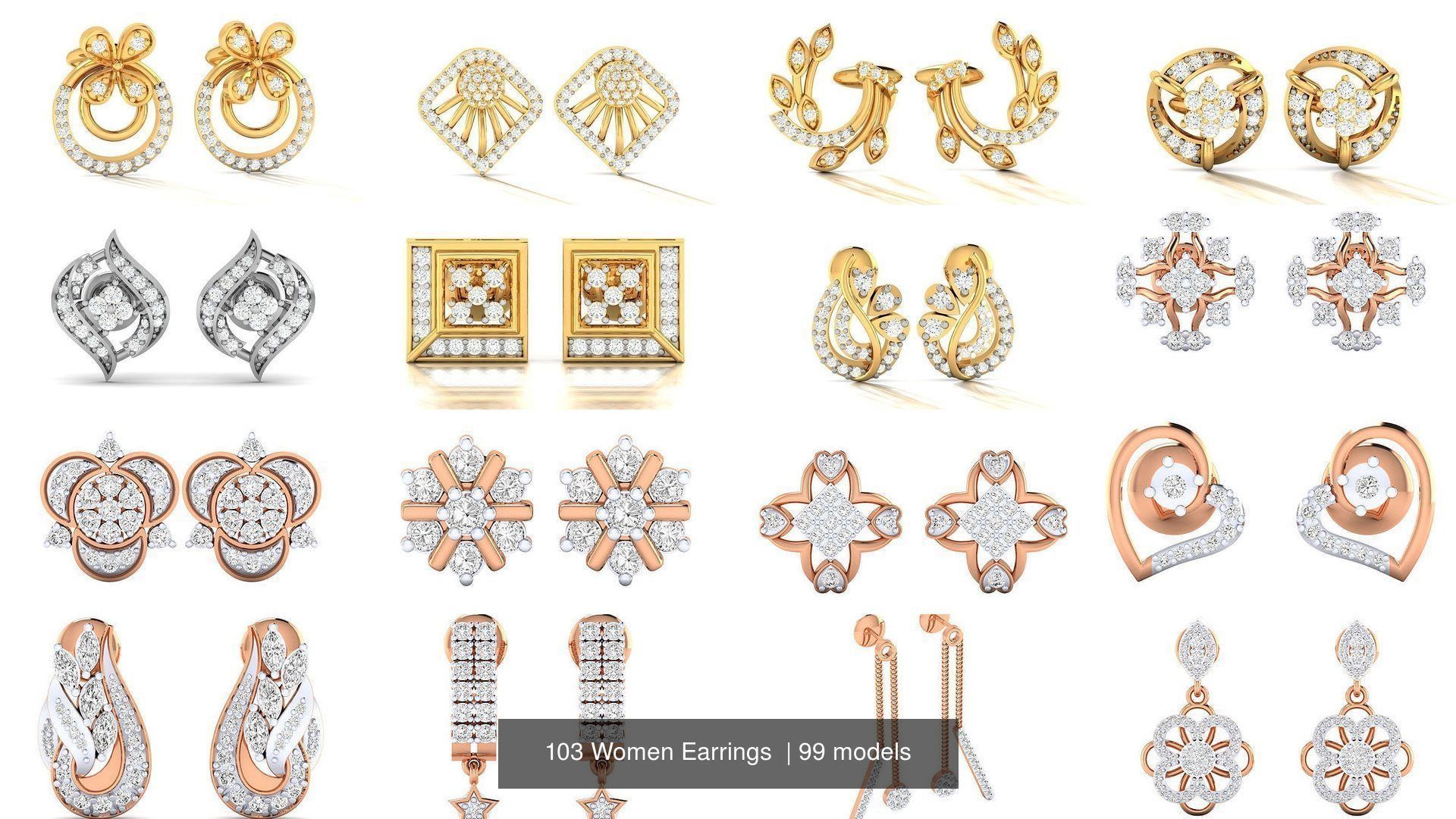 103 Women Earrings  3D Model Collection_34