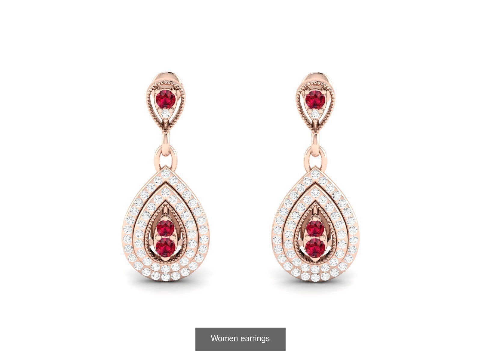 103 Women Earrings  3D Model Collection_89