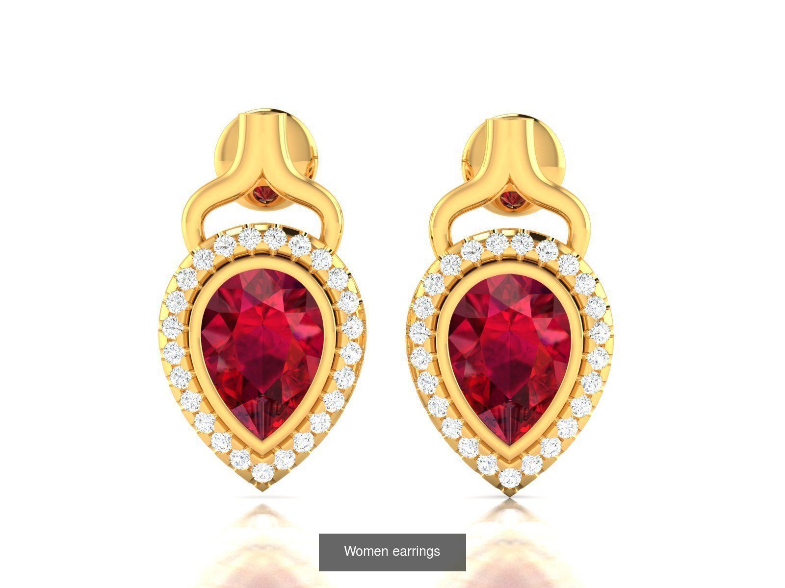 103 Women Earrings  3D Model Collection_77