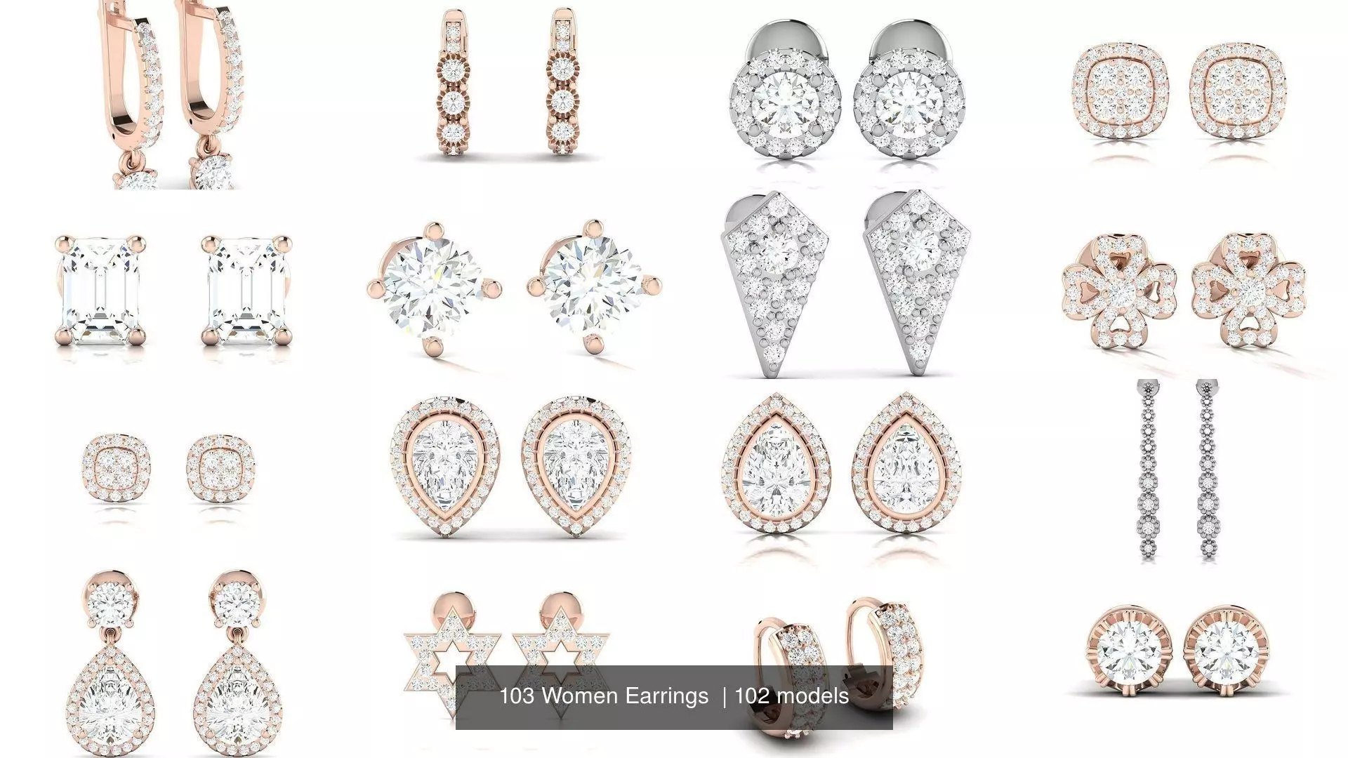 103 Women Earrings  3D Model Collection_1