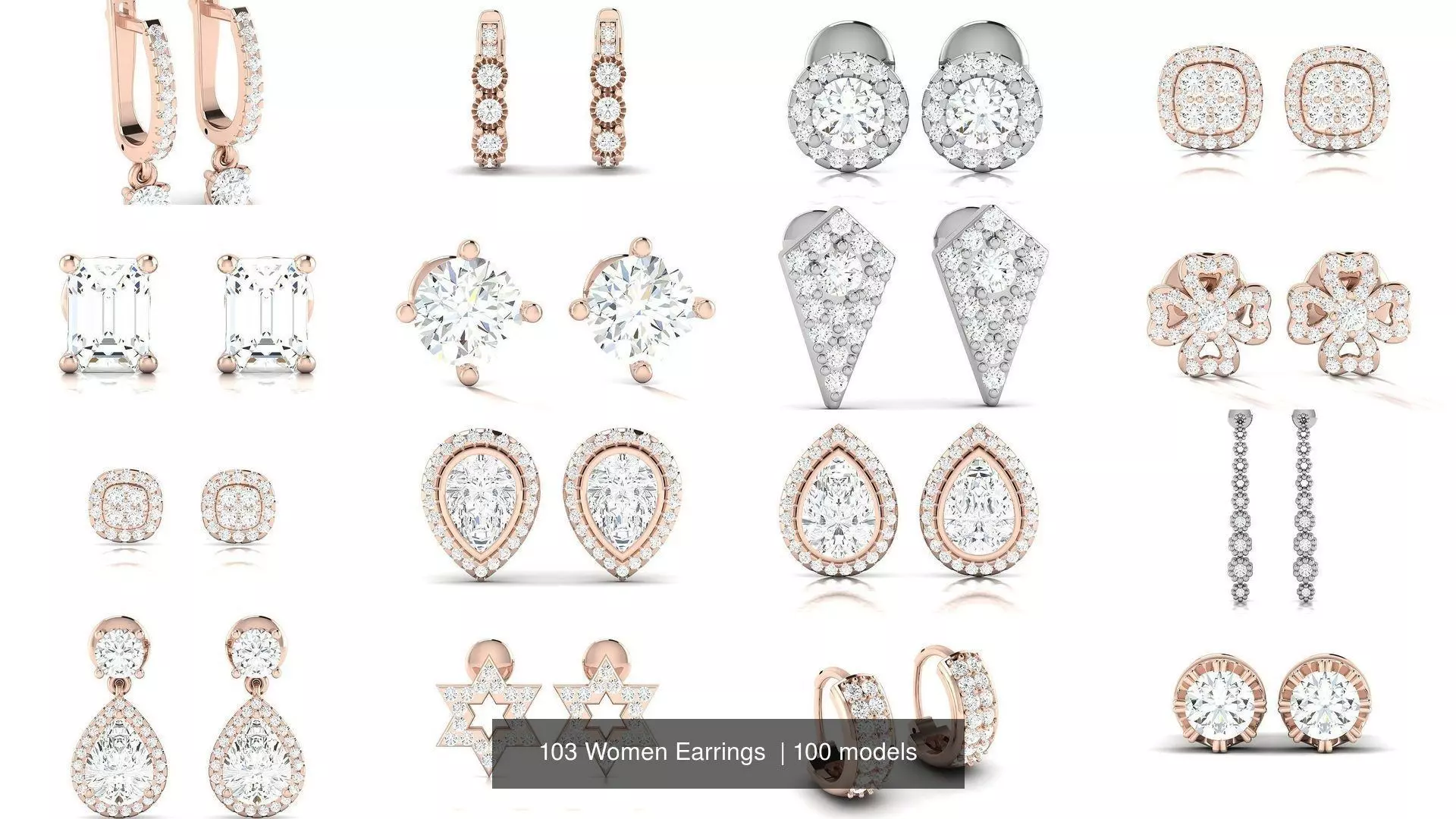 103 Women Earrings  3D Model Collection_3