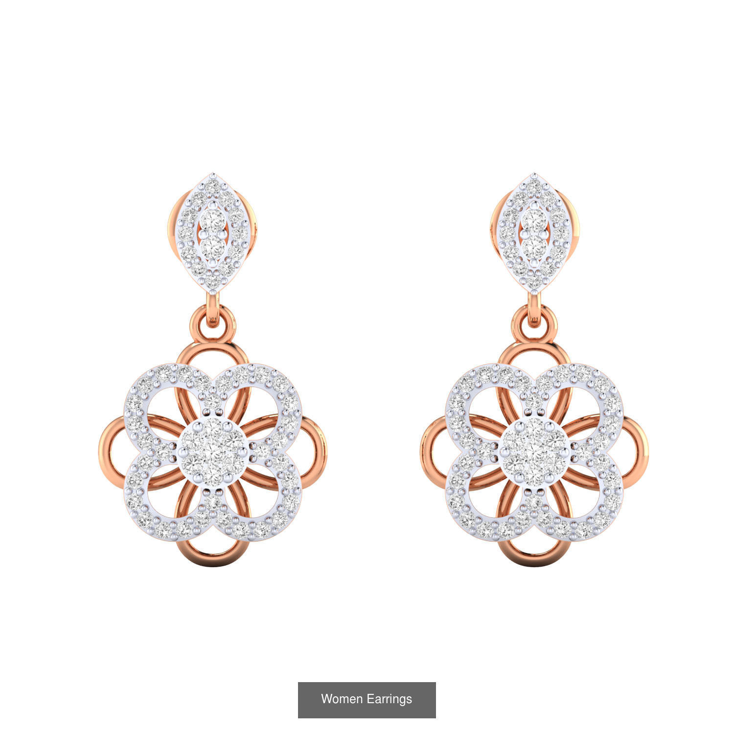 103 Women Earrings  3D Model Collection_137