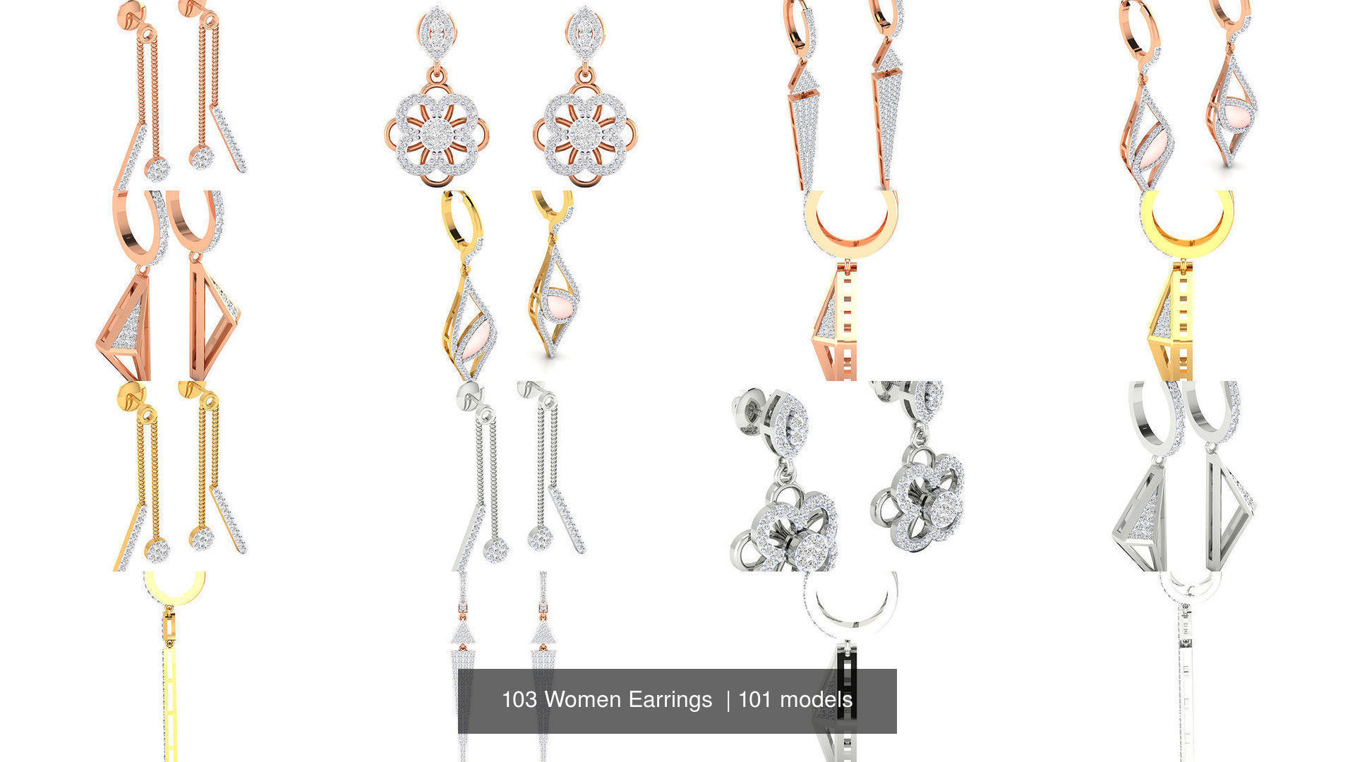 103 Women Earrings  3D Model Collection_39