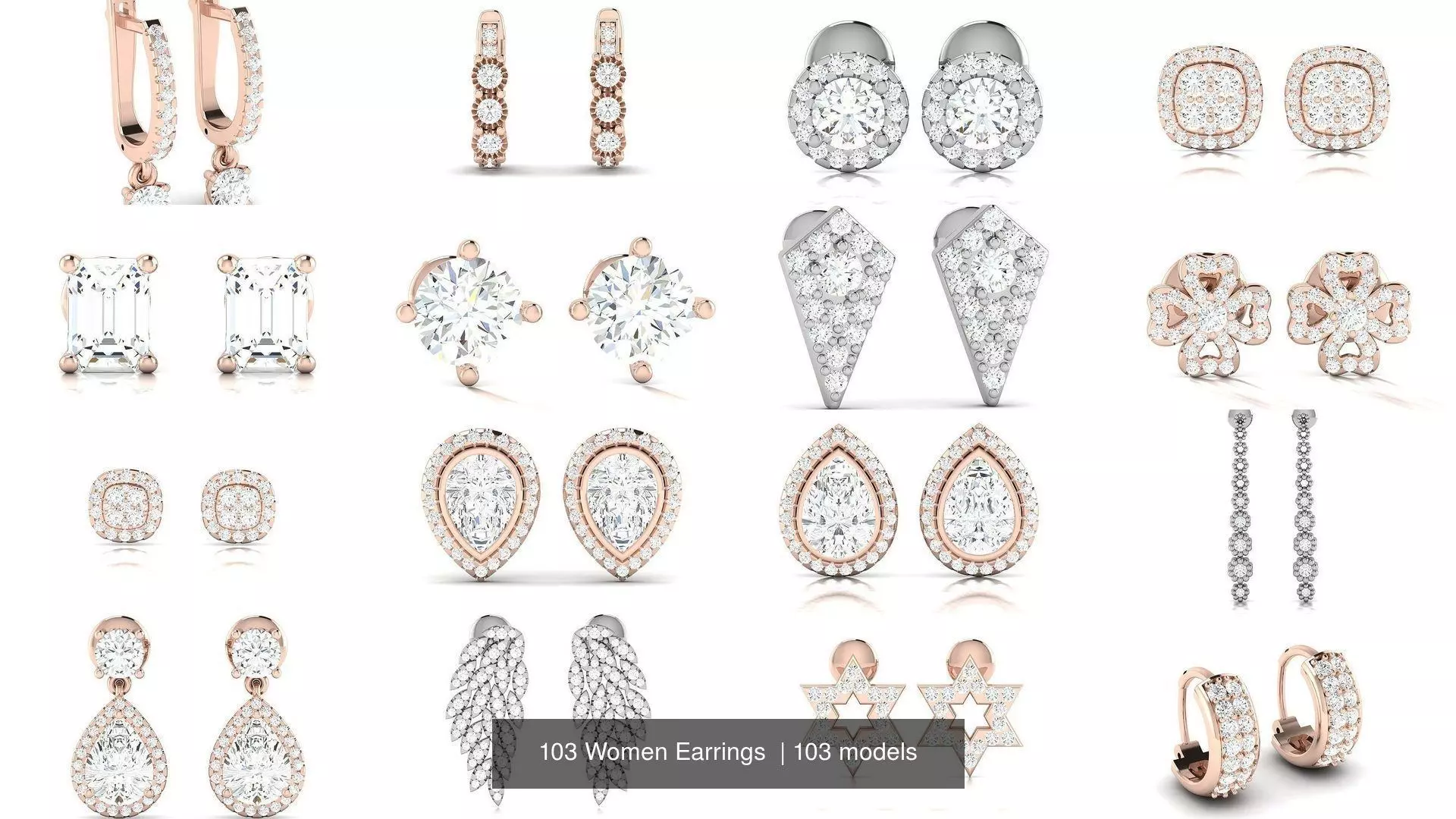 103 Women Earrings  3D Model Collection_0
