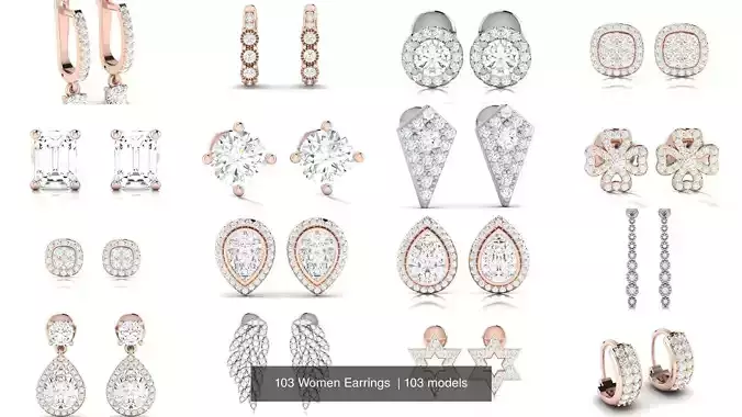 103 Women Earrings  3D Model Collection
