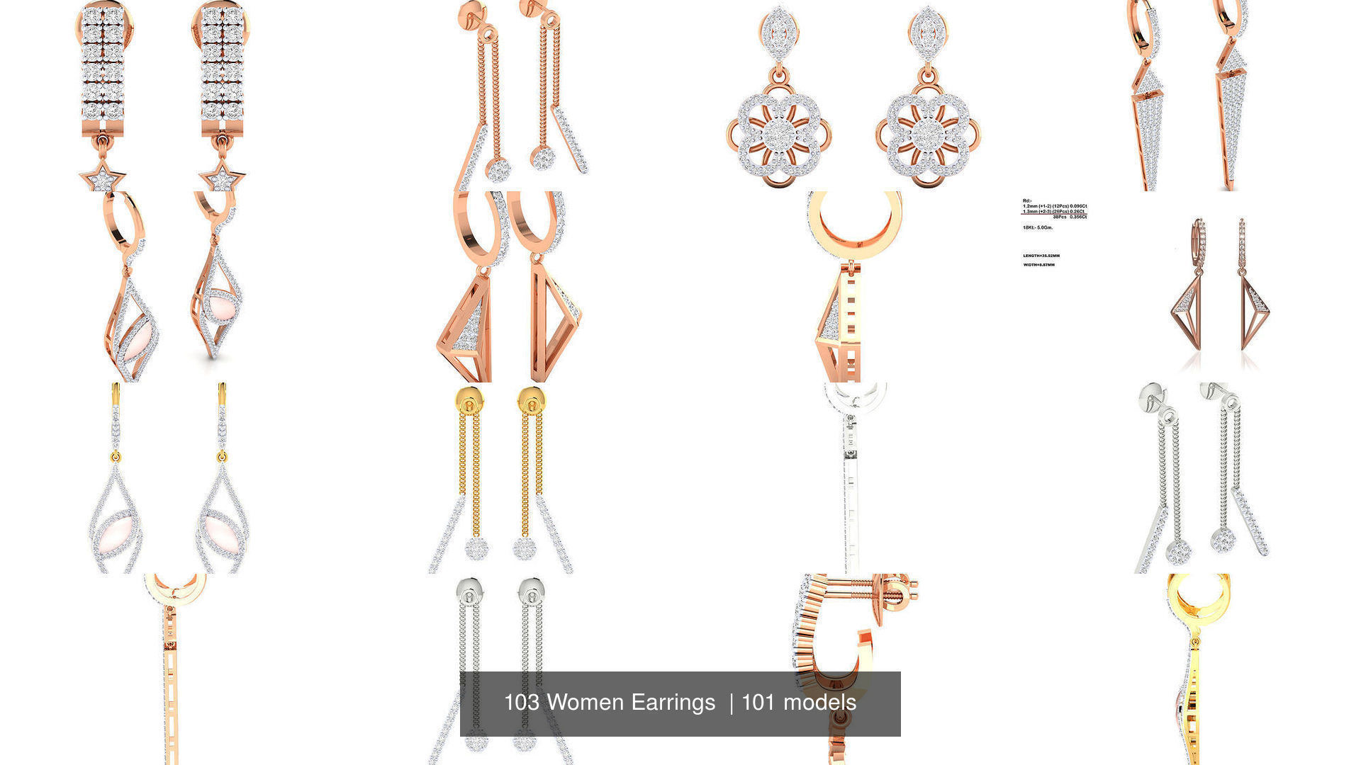 103 Women Earrings  3D Model Collection_38