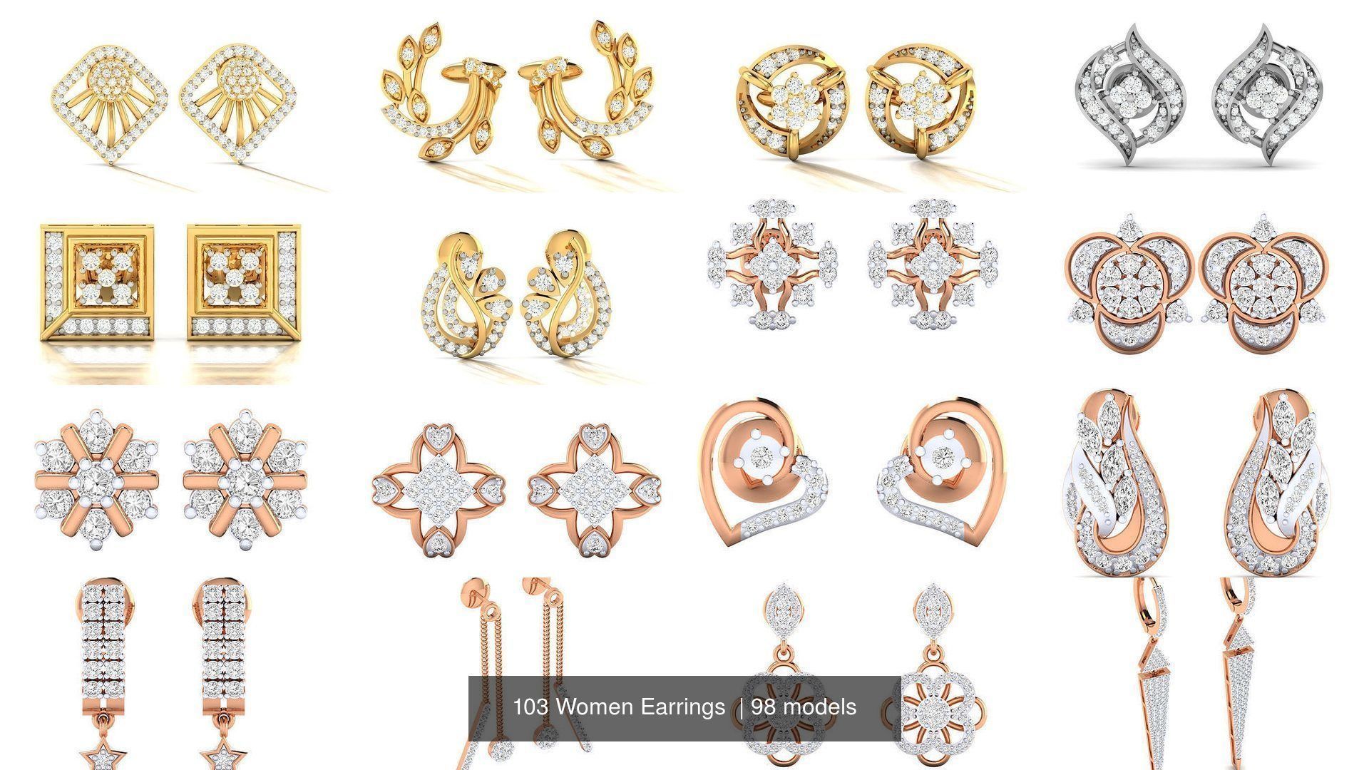 103 Women Earrings  3D Model Collection_35
