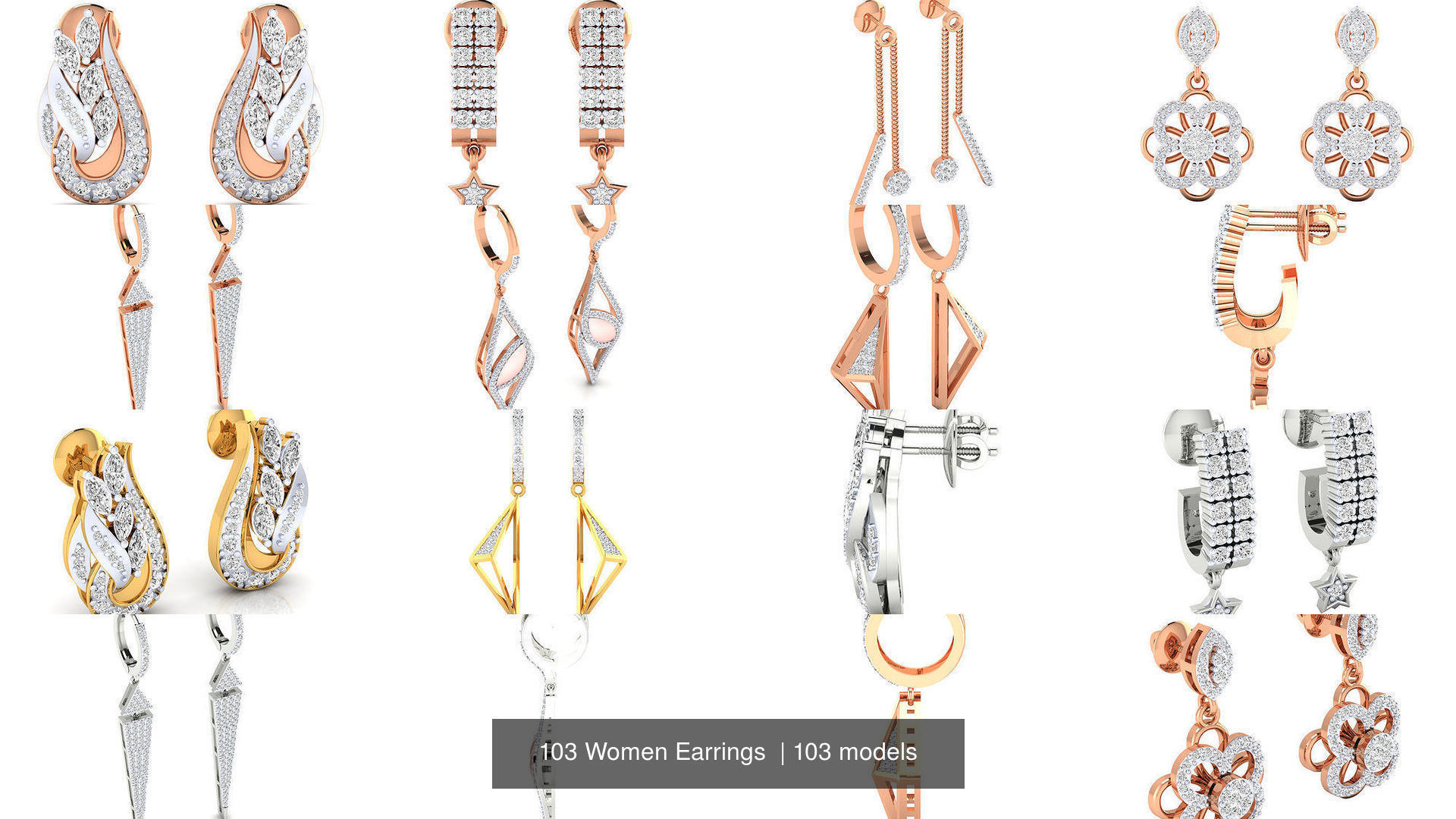 103 Women Earrings  3D Model Collection_37