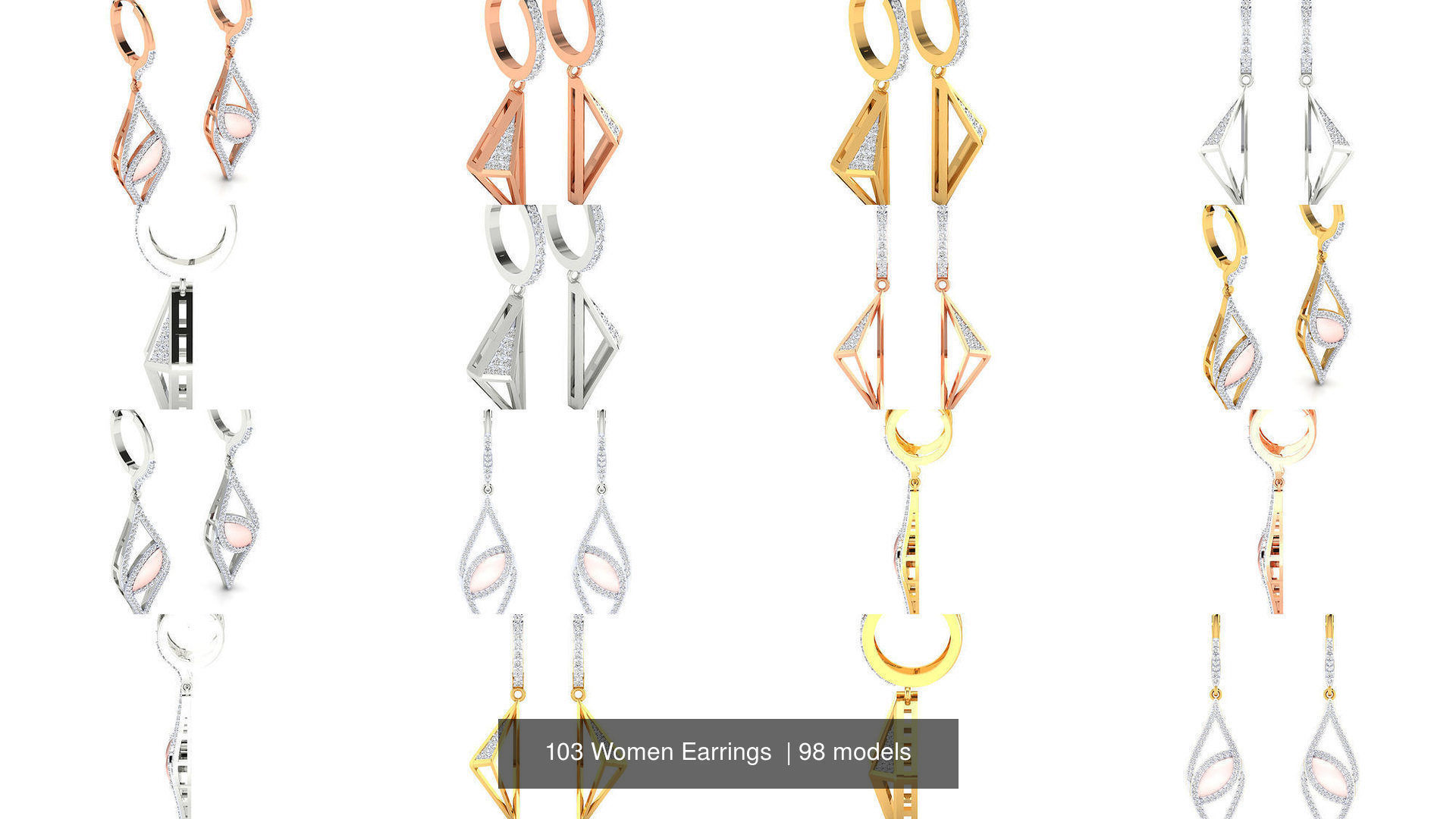 103 Women Earrings  3D Model Collection_42