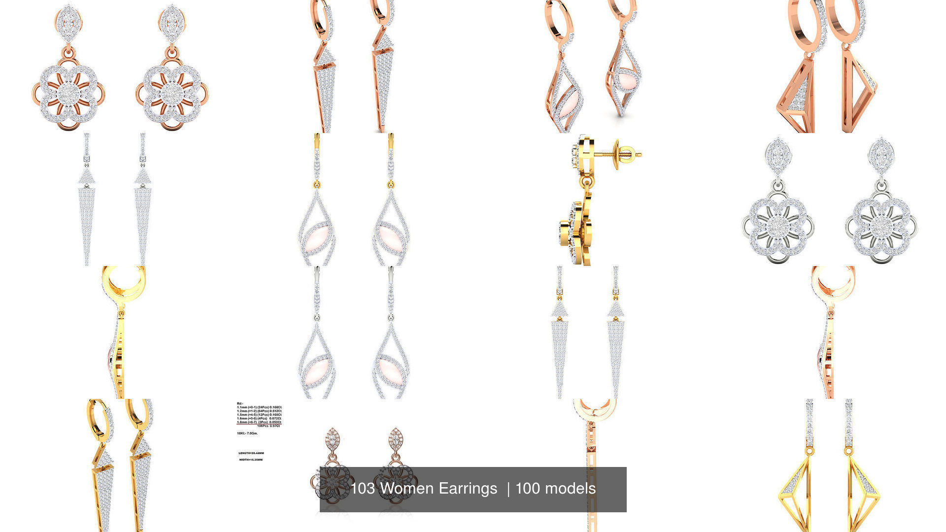 103 Women Earrings  3D Model Collection_40