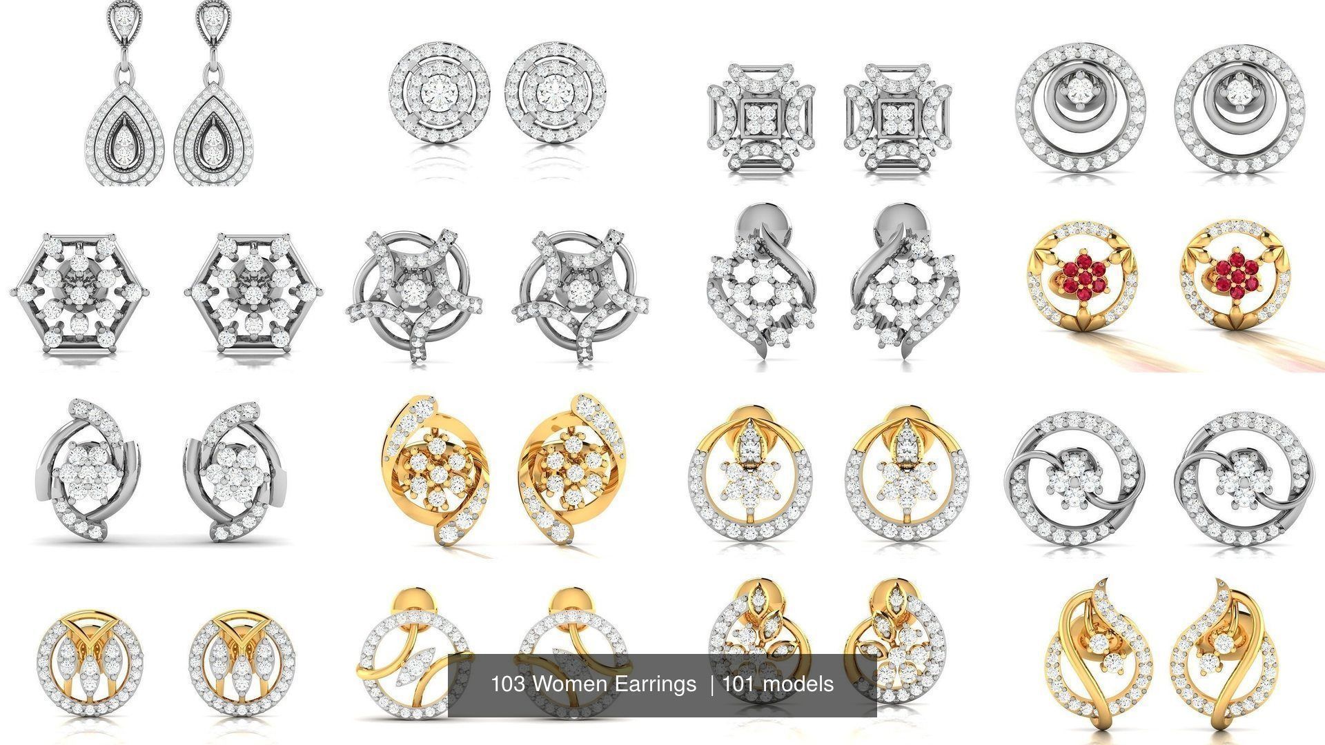 103 Women Earrings  3D Model Collection_26