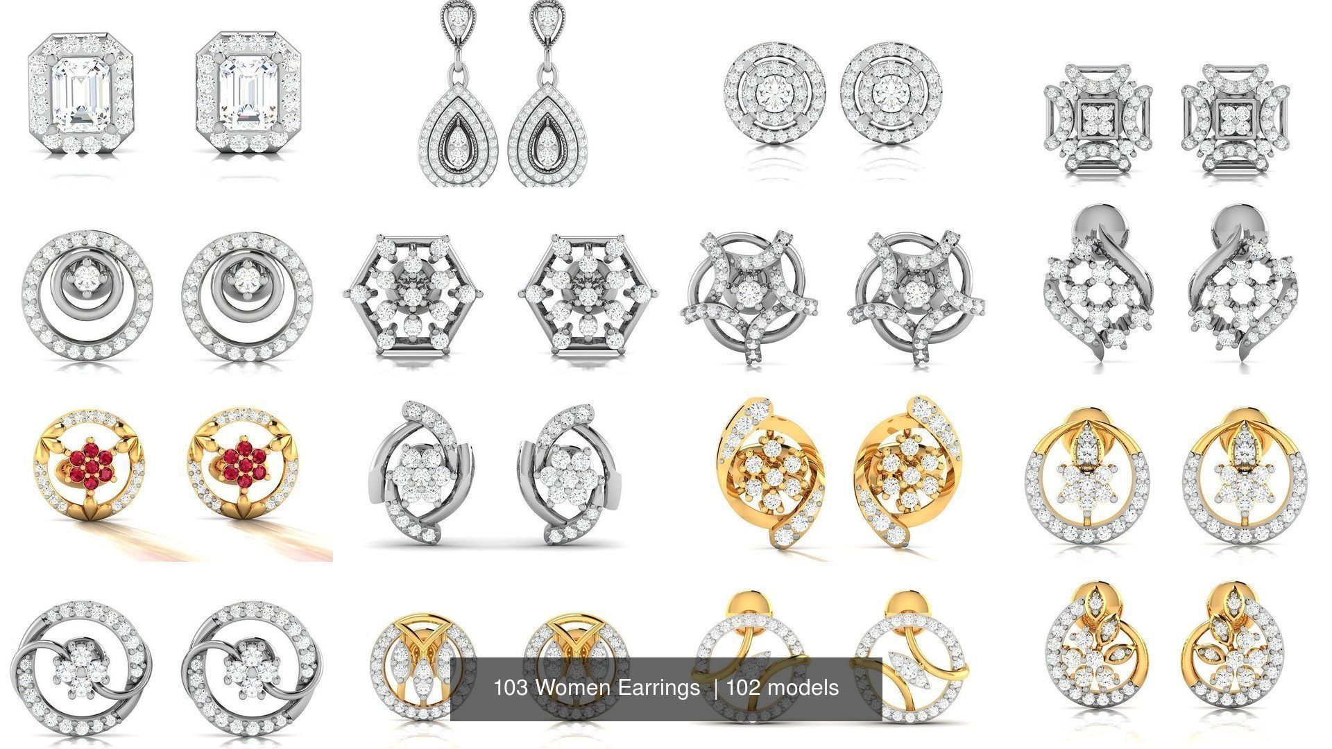 103 Women Earrings  3D Model Collection_25