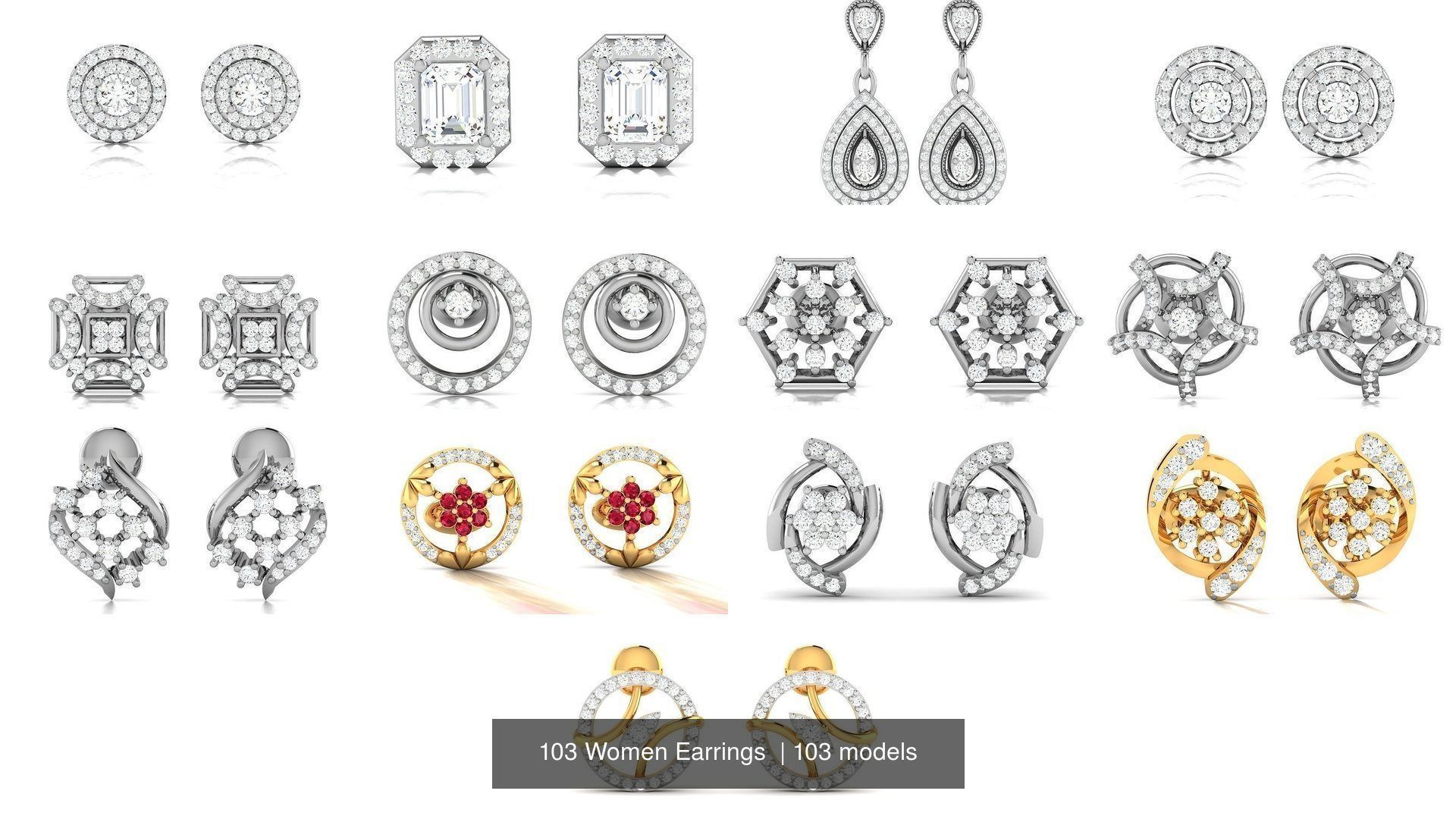 103 Women Earrings  3D Model Collection_24