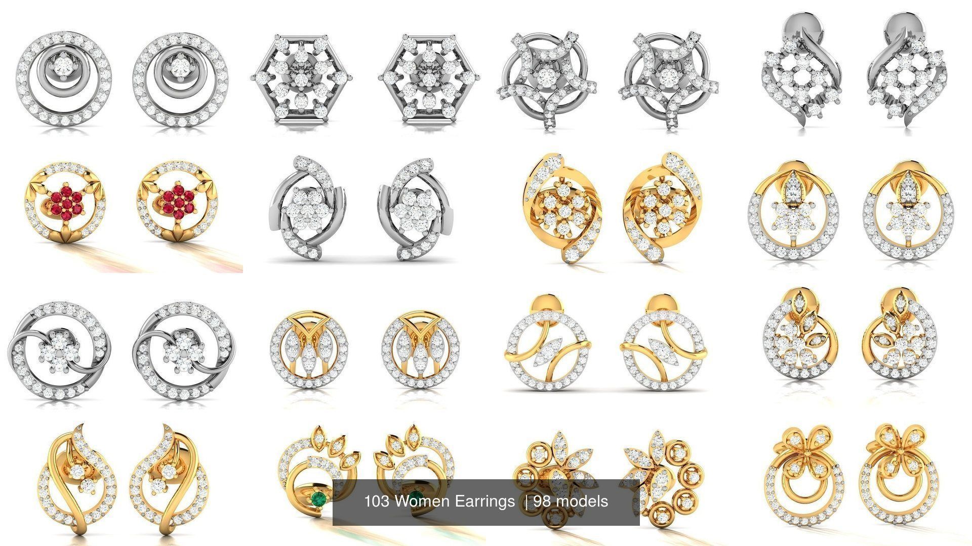 103 Women Earrings  3D Model Collection_29