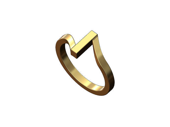 Small bar overlapping shank ring US sizes 5to9 3D print model