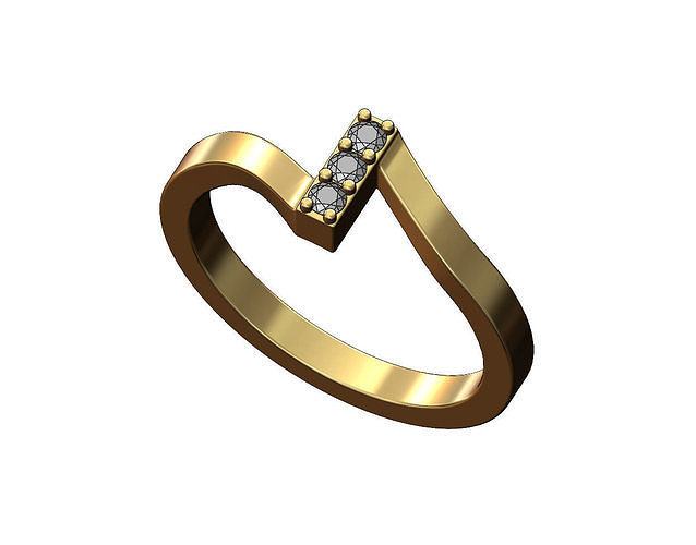 Diamond bar overlapping shank ring US sizes 5to9 3D print model