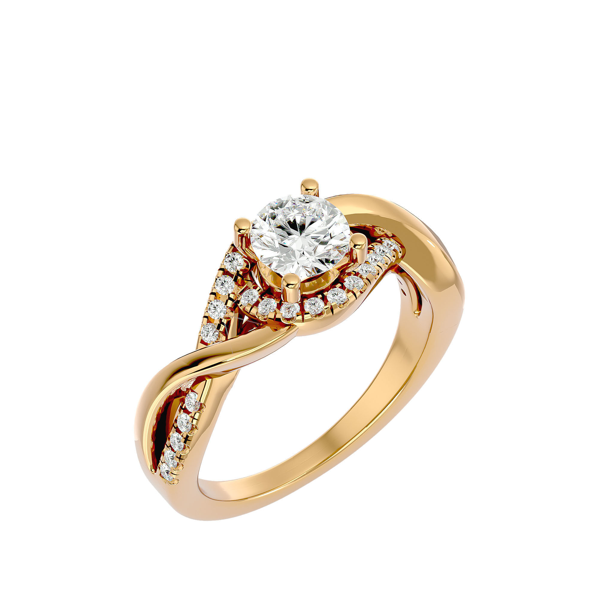 Solitaire ring model 3D print model_11
