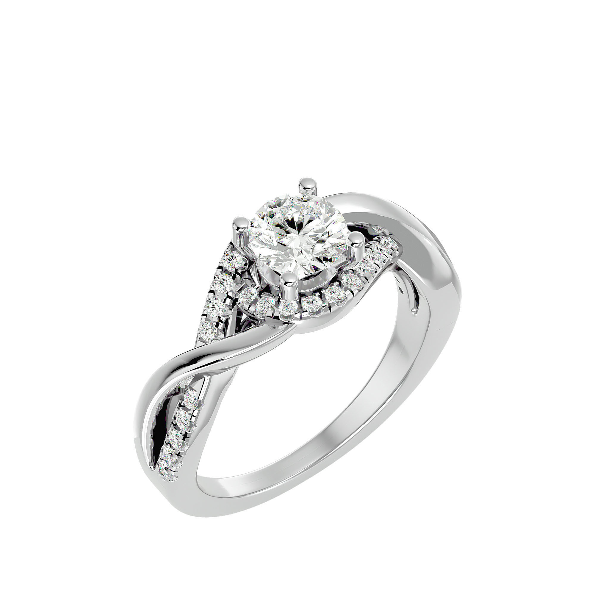Solitaire ring model 3D print model_10